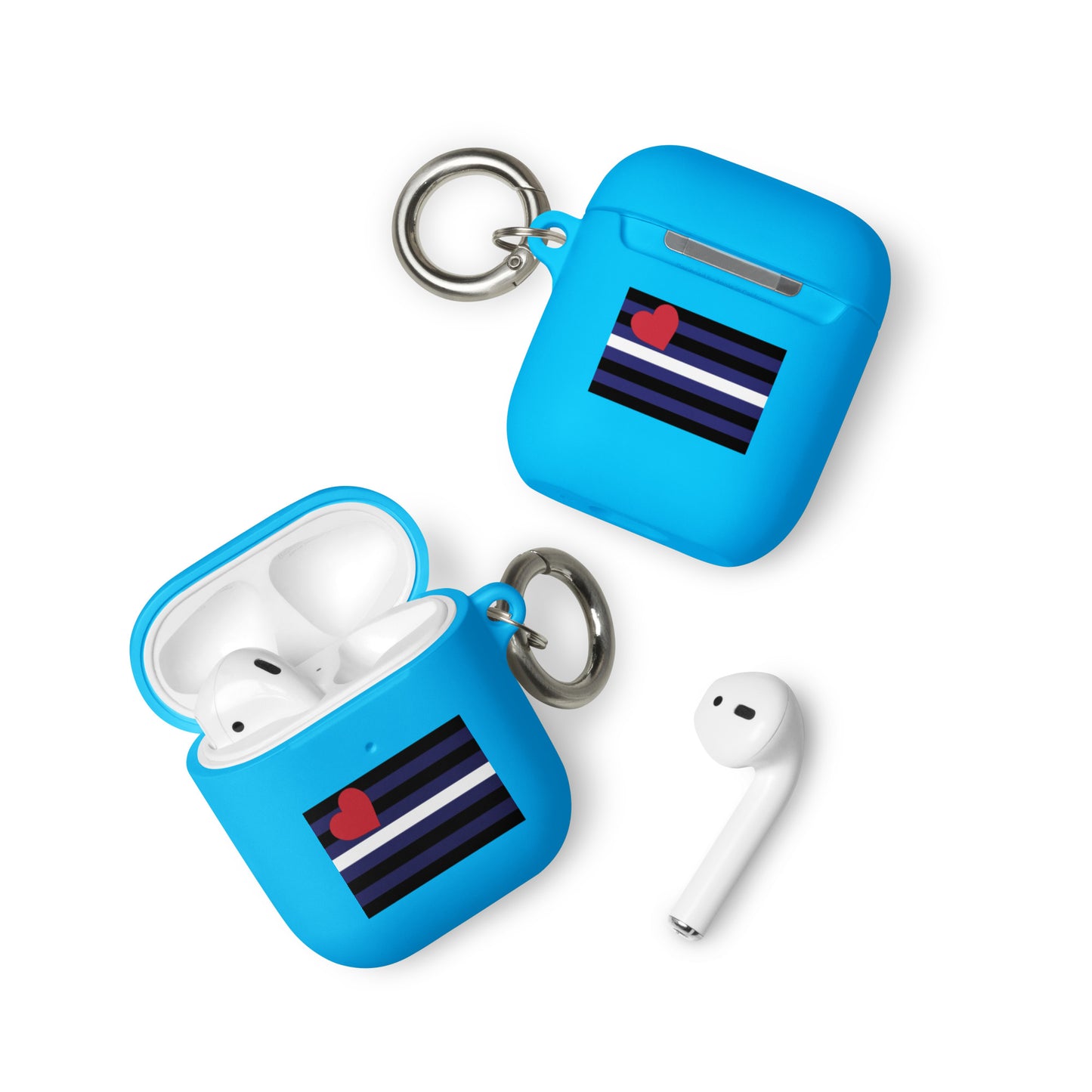 Leather Pride Flag Rubber Case for Apple AirPods Blue AirPods rubber-case-for-airpods-blue-airpods-front-64add0196af08