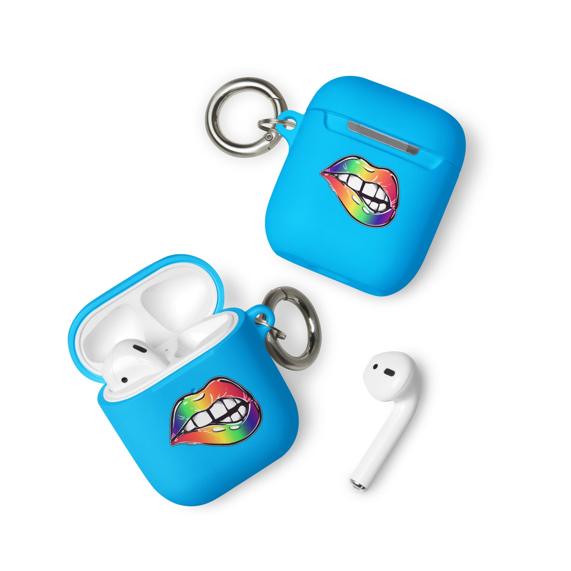 LGBTQ Pride Rubber Case for Apple AirPods - Rainbow Lips Blue AirPods Pride rubber-case-for-airpods-blue-airpods-front-64add2769b111