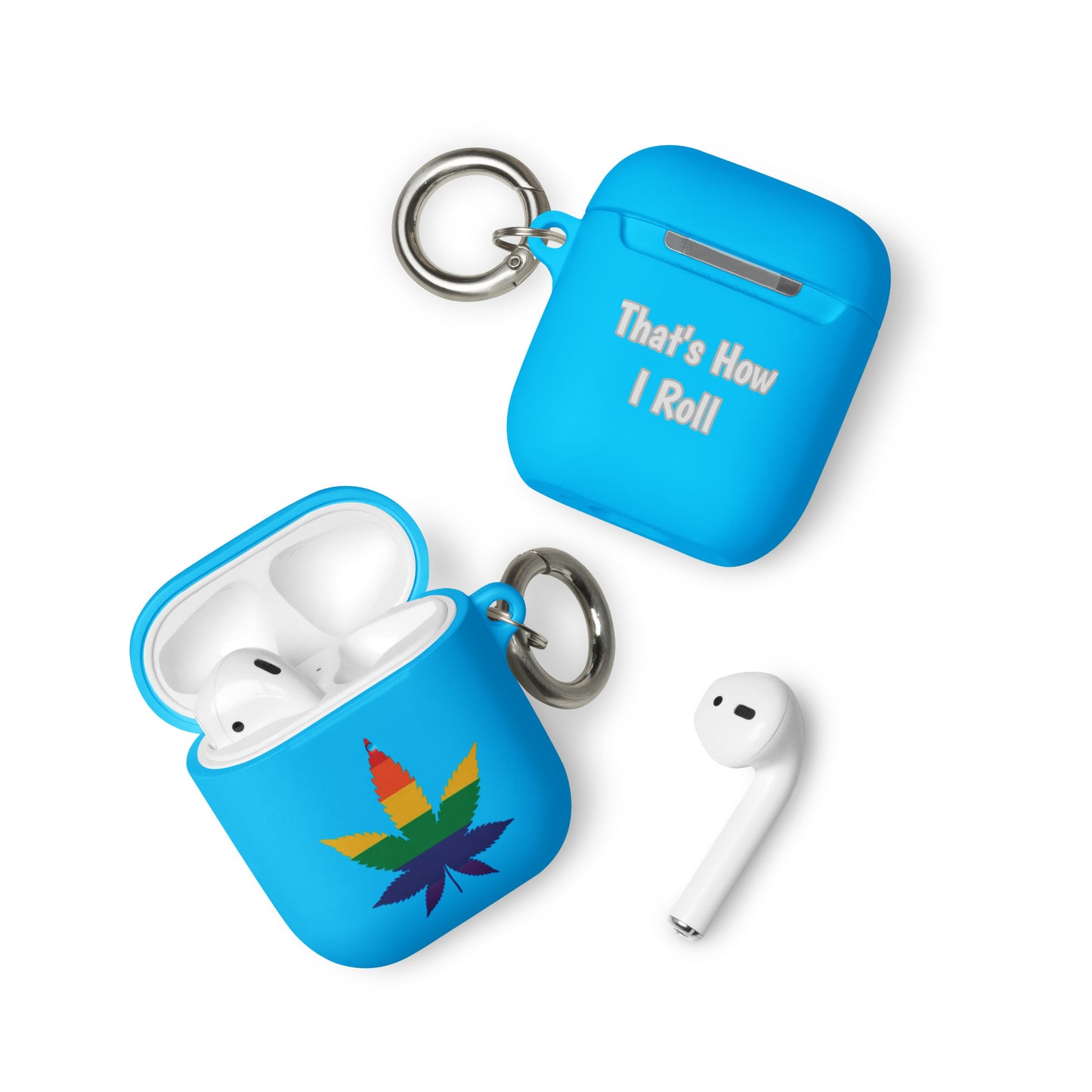 LGBTQ Pride Case for Apple AirPods - Weed Blue AirPods Pride rubber-case-for-airpods-blue-airpods-front-64ae04a057424