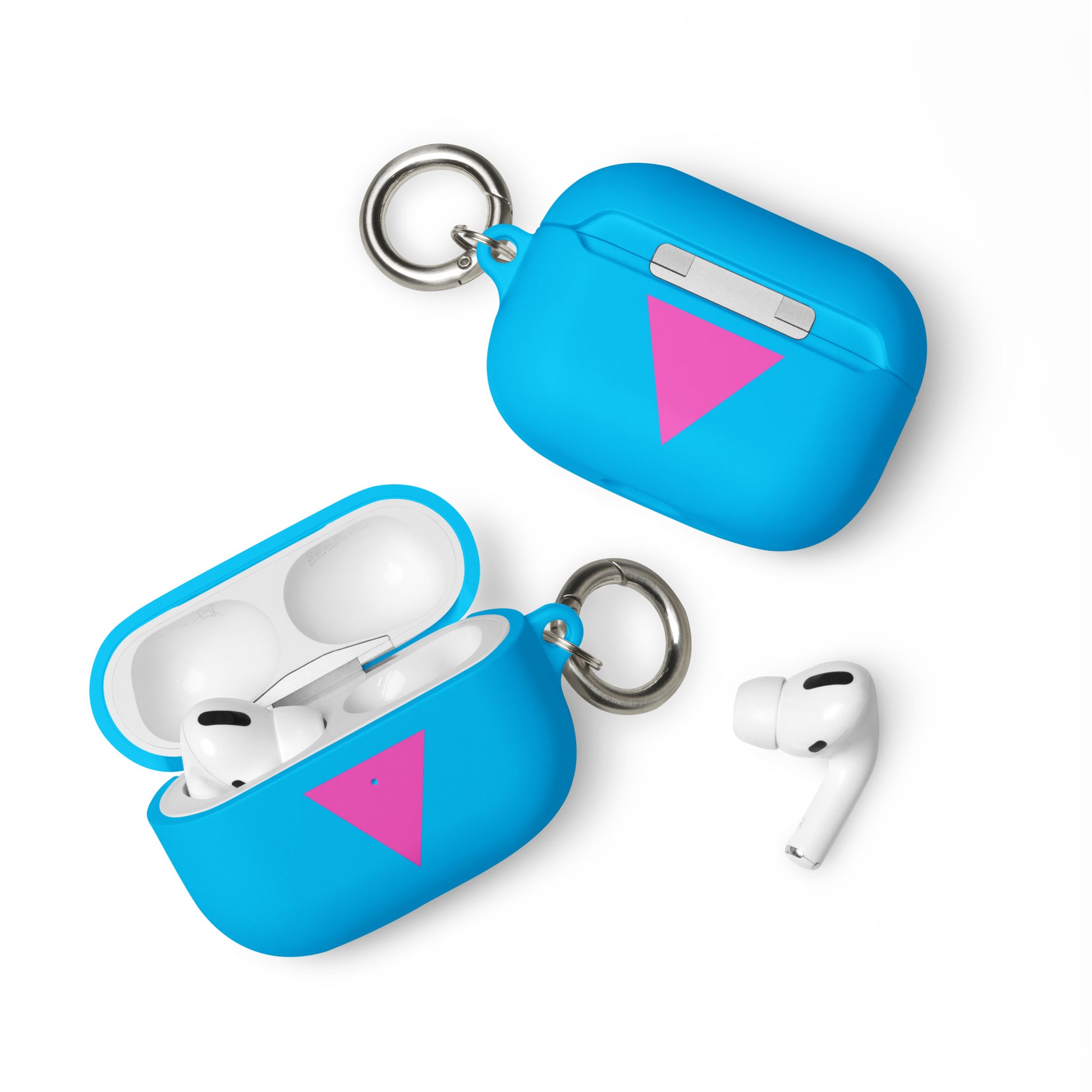 LGBTQ Pride Rubber Case for Apple AirPods - Pink Triangle Blue AirPods Pro Pride rubber-case-for-airpods-blue-airpods-pro-front-64adcf747151e