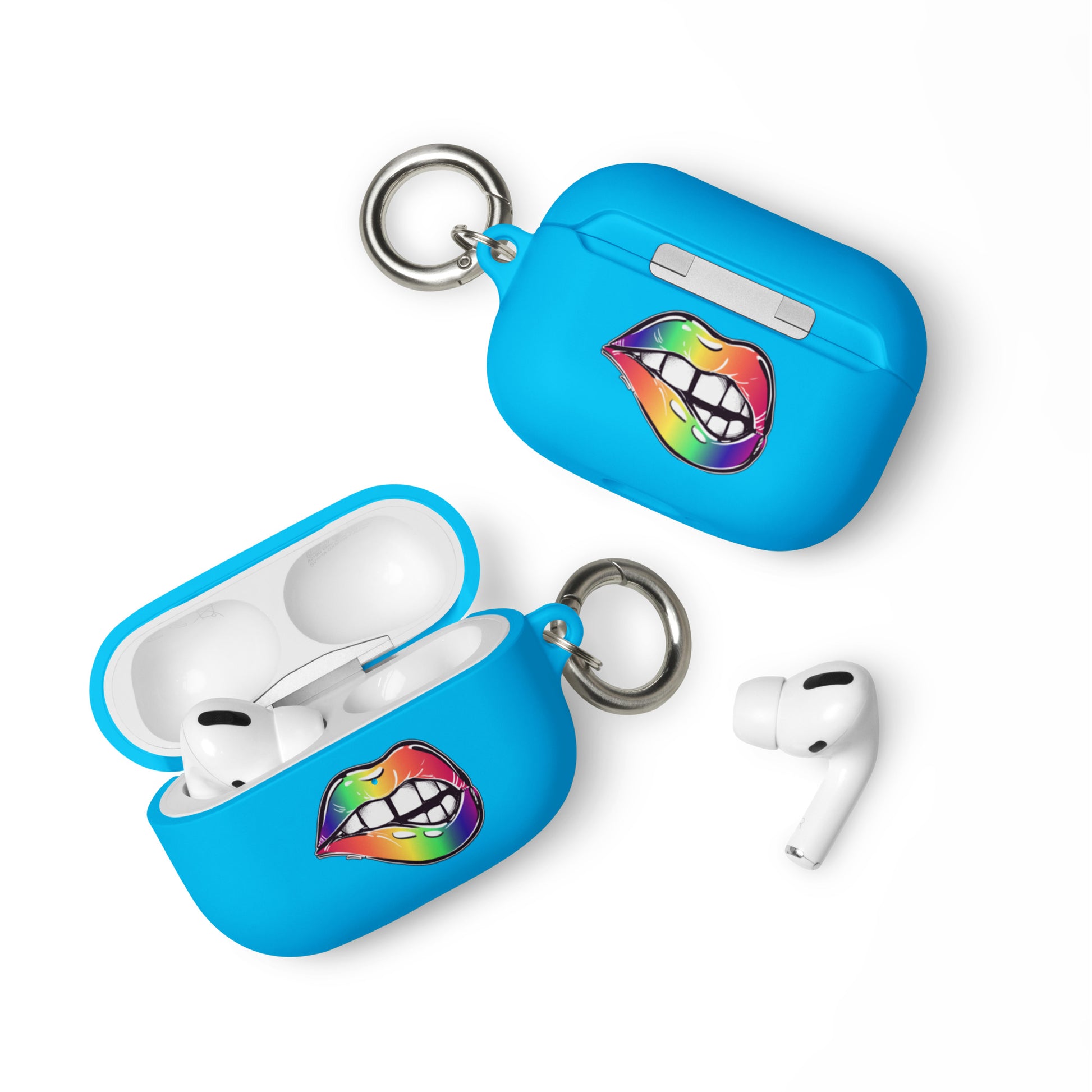 LGBTQ Pride Rubber Case for Apple AirPods - Rainbow Lips Blue AirPods Pro Pride rubber-case-for-airpods-blue-airpods-pro-front-64add2769b1b0