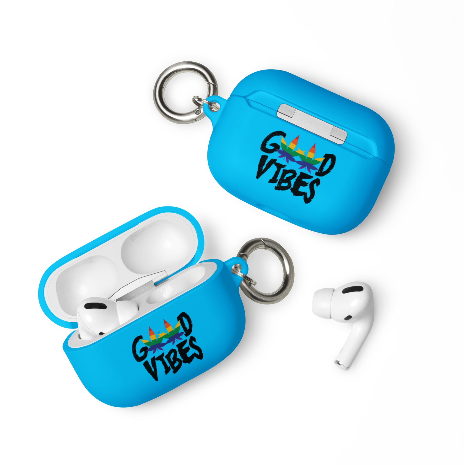 LGBTQ Pride Rubber Case for Apple AirPods - Good Vibes Blue AirPods Pro rubber-case-for-airpods-blue-airpods-pro-front-64adec9dcad26