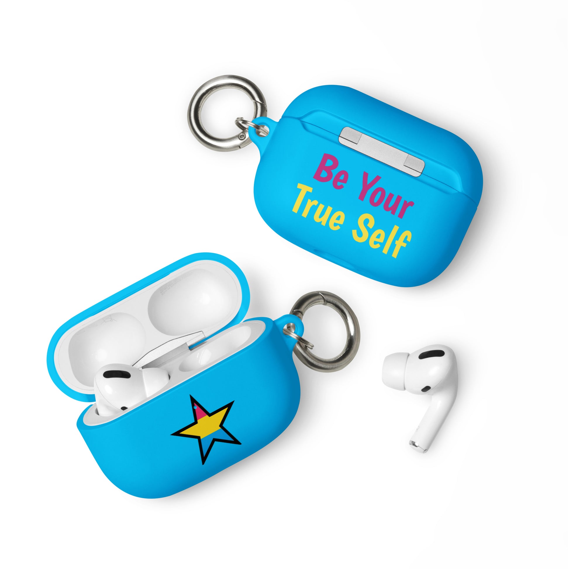 Pansexual Pan Pride Rubber Case for Apple AirPods - Star Blue AirPods Pro Pansexual rubber-case-for-airpods-blue-airpods-pro-front-64ae072e3e546