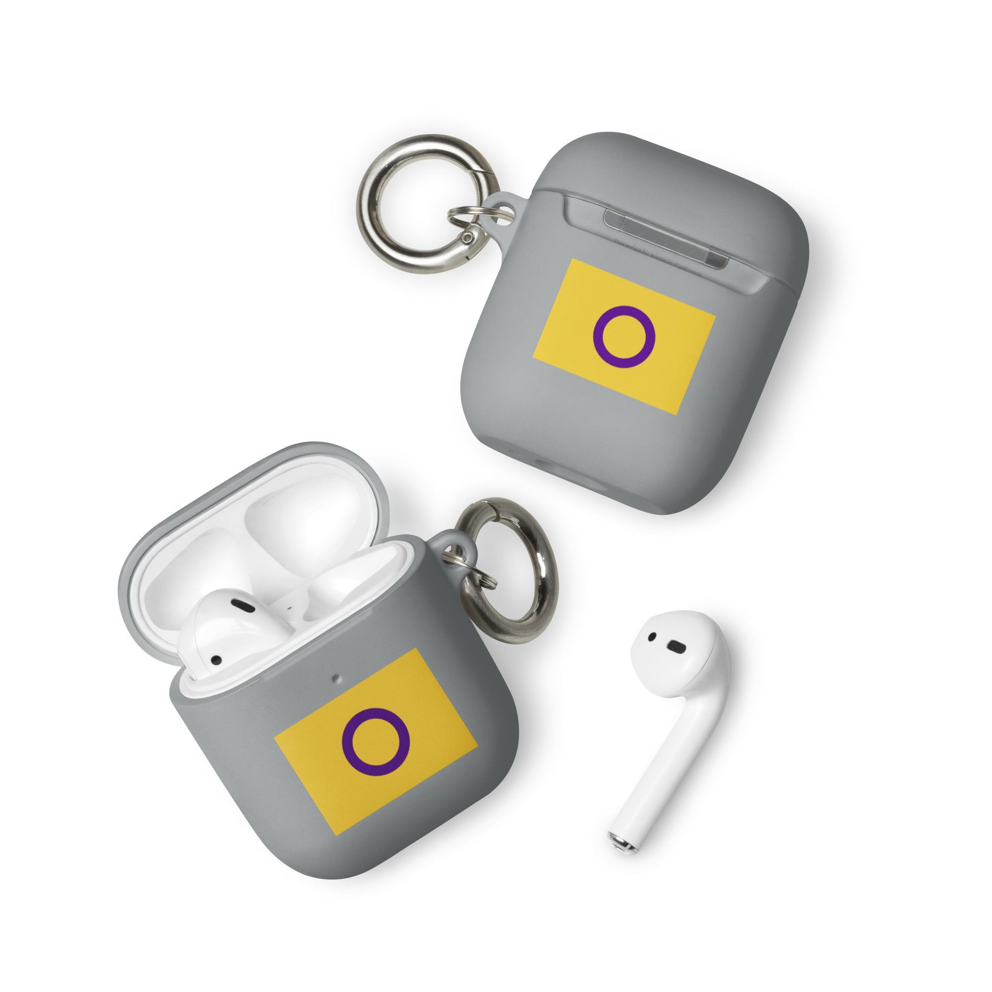 Intersex Pride Flag Rubber Case for Apple AirPods Grey AirPods Intersex rubber-case-for-airpods-grey-airpods-front-64adcc58b2c21