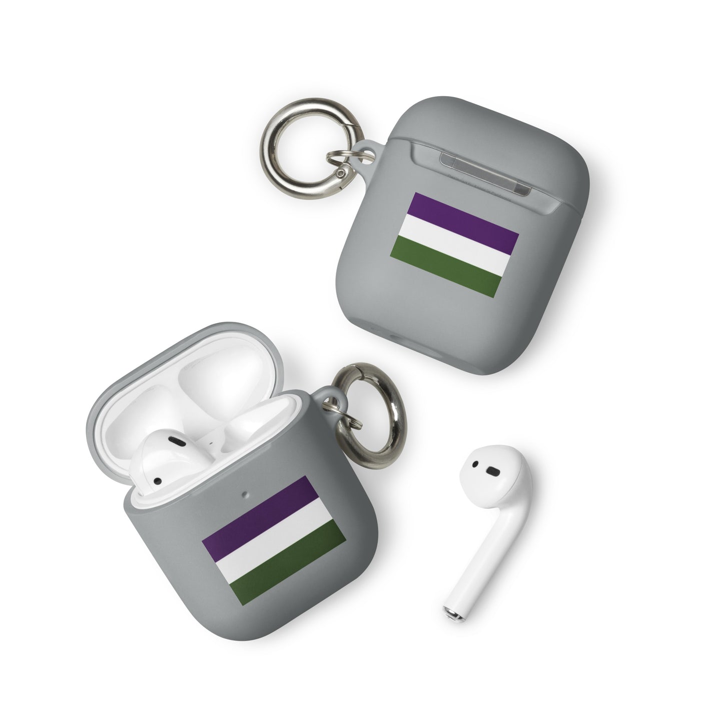 Genderqueer Pride Flag Rubber Case for Apple AirPods Grey AirPods Genderqueer rubber-case-for-airpods-grey-airpods-front-64adccb3173f0