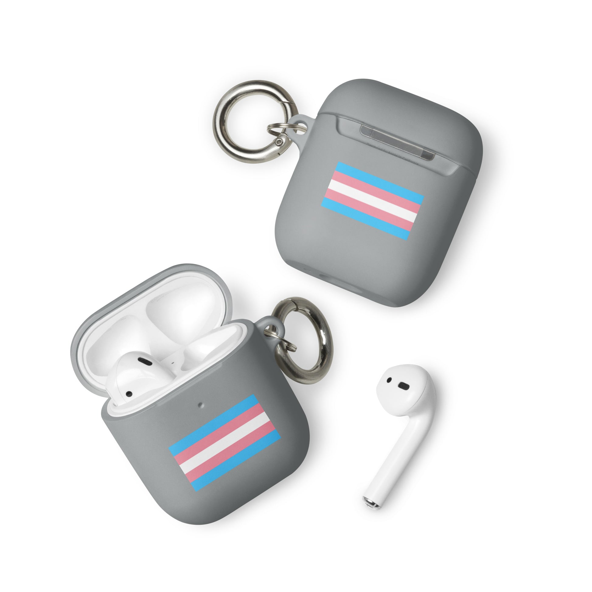 Transgender Trans Pride Flag Case for Apple AirPods Grey AirPods Transgender rubber-case-for-airpods-grey-airpods-front-64adce046d7bc