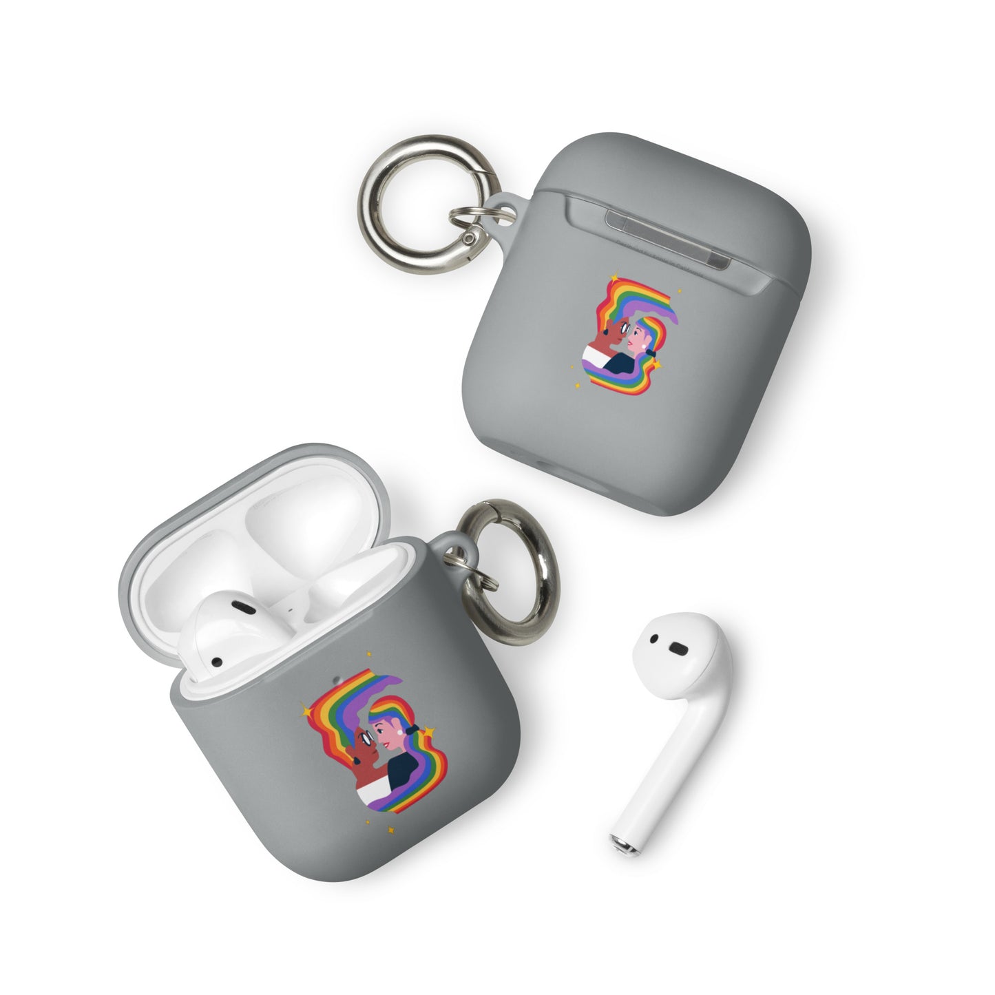 Lesbian Pride Rubber Case for Apple AirPods - Embrace Grey AirPods Lesbian rubber-case-for-airpods-grey-airpods-front-64adceea2aa5f