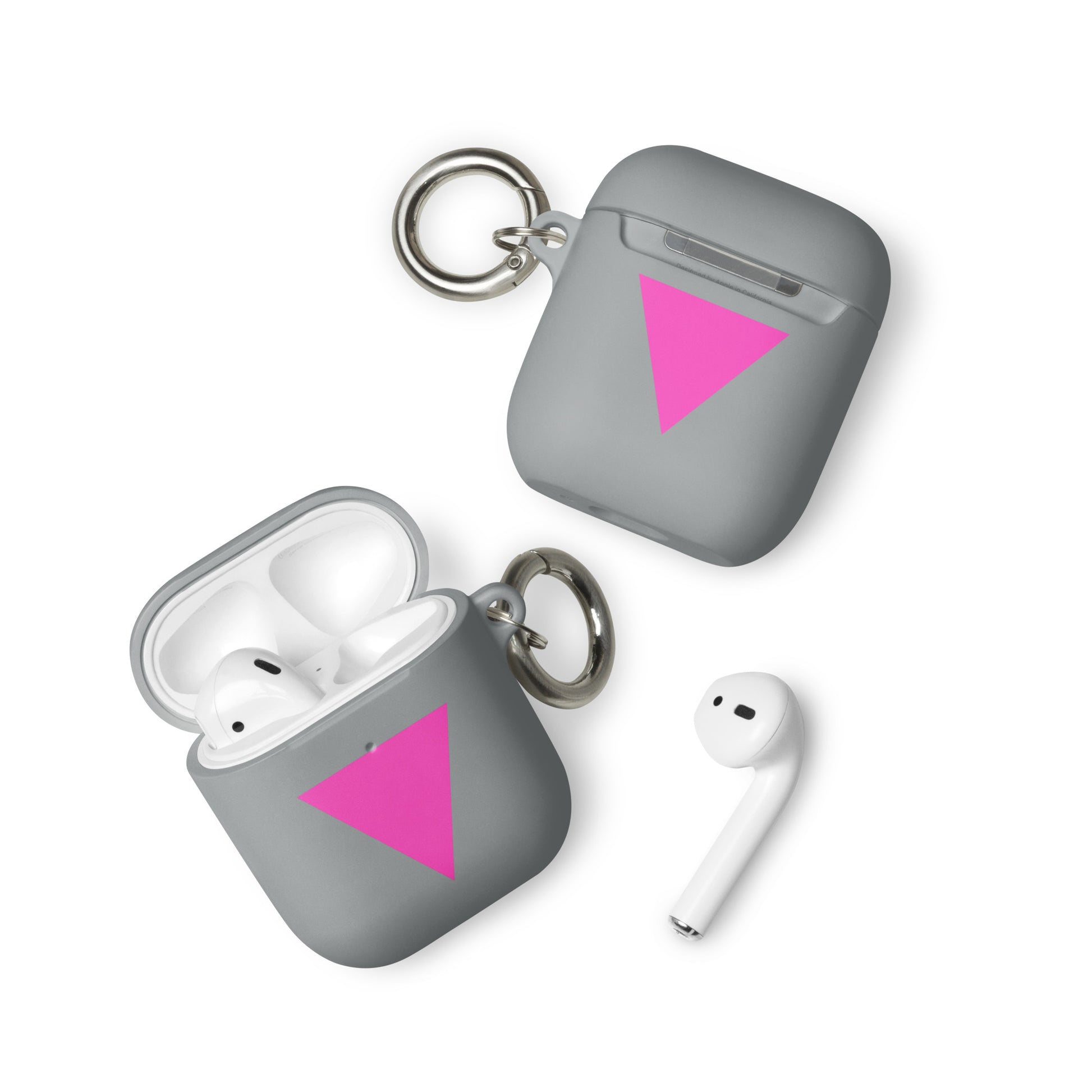 LGBTQ Pride Rubber Case for Apple AirPods - Pink Triangle Grey AirPods Pride rubber-case-for-airpods-grey-airpods-front-64adcf7471606