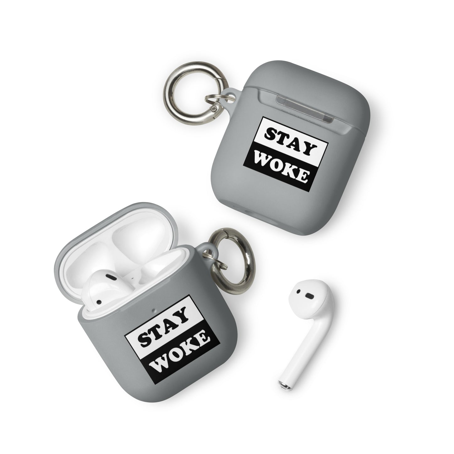 Rubber Case for Apple AirPods - Stay Woke Grey AirPods rubber-case-for-airpods-grey-airpods-front-64adcfa3caf38