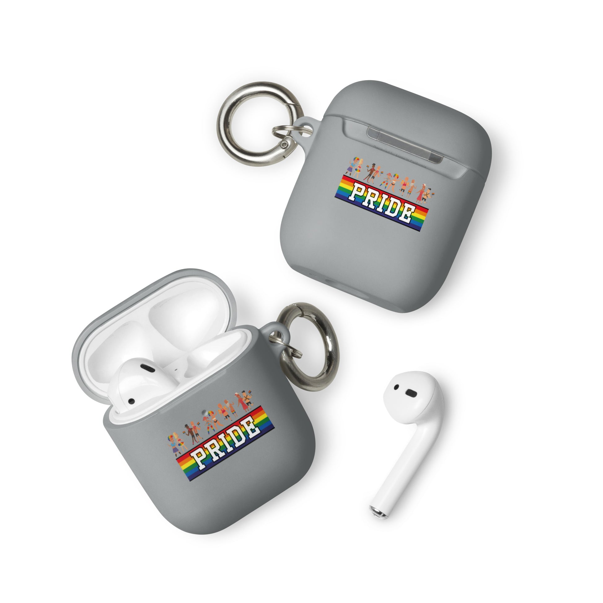 LGBTQ Pride Rubber Case for Apple AirPods - Pride Parade Grey AirPods Pride rubber-case-for-airpods-grey-airpods-front-64add0b8a2176