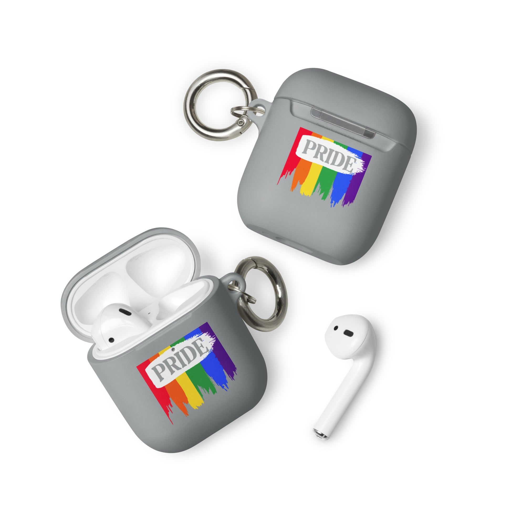 LGBTQ Pride Rubber Case for Apple AirPods - Pride Paint Grey AirPods Pride rubber-case-for-airpods-grey-airpods-front-64add0e4731be