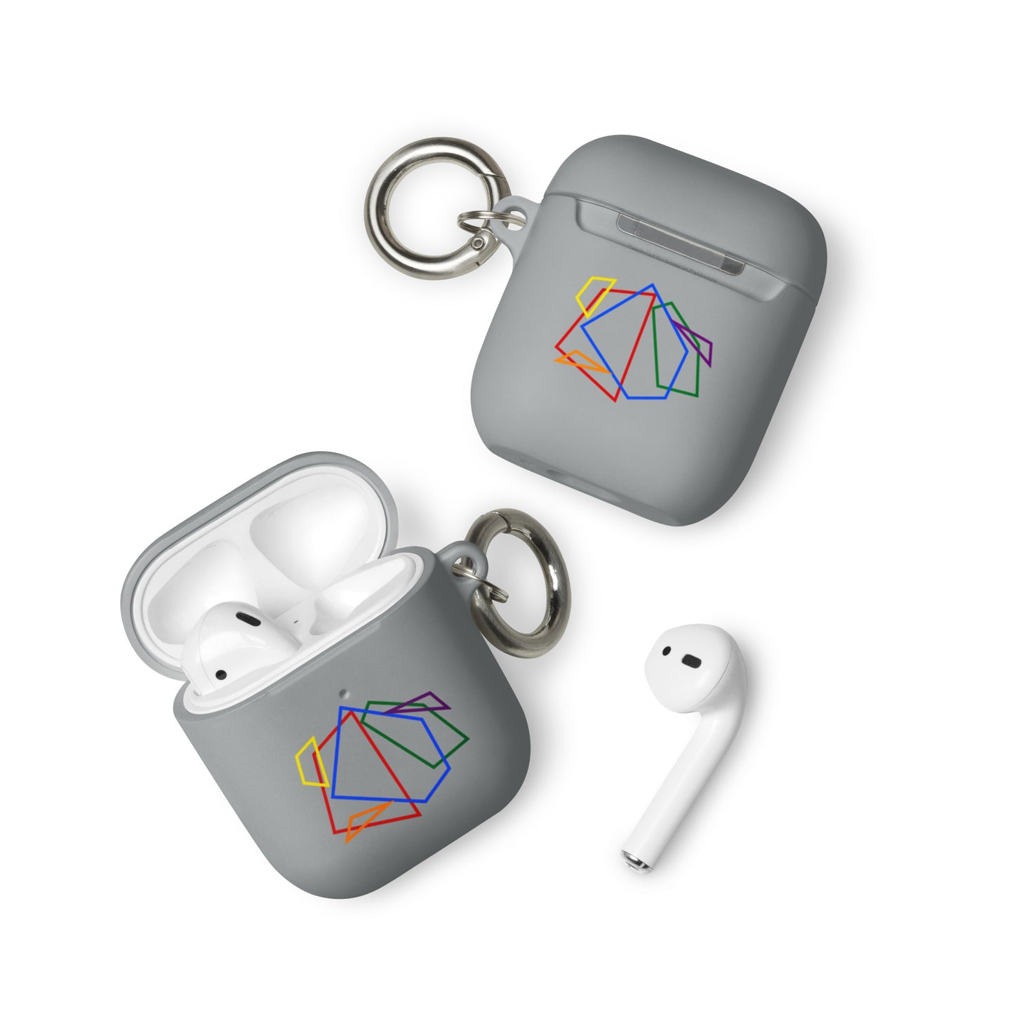 LGBTQ Pride Rubber Case for Apple AirPods - Geometric Lines Grey AirPods Pride rubber-case-for-airpods-grey-airpods-front-64add11c813ac