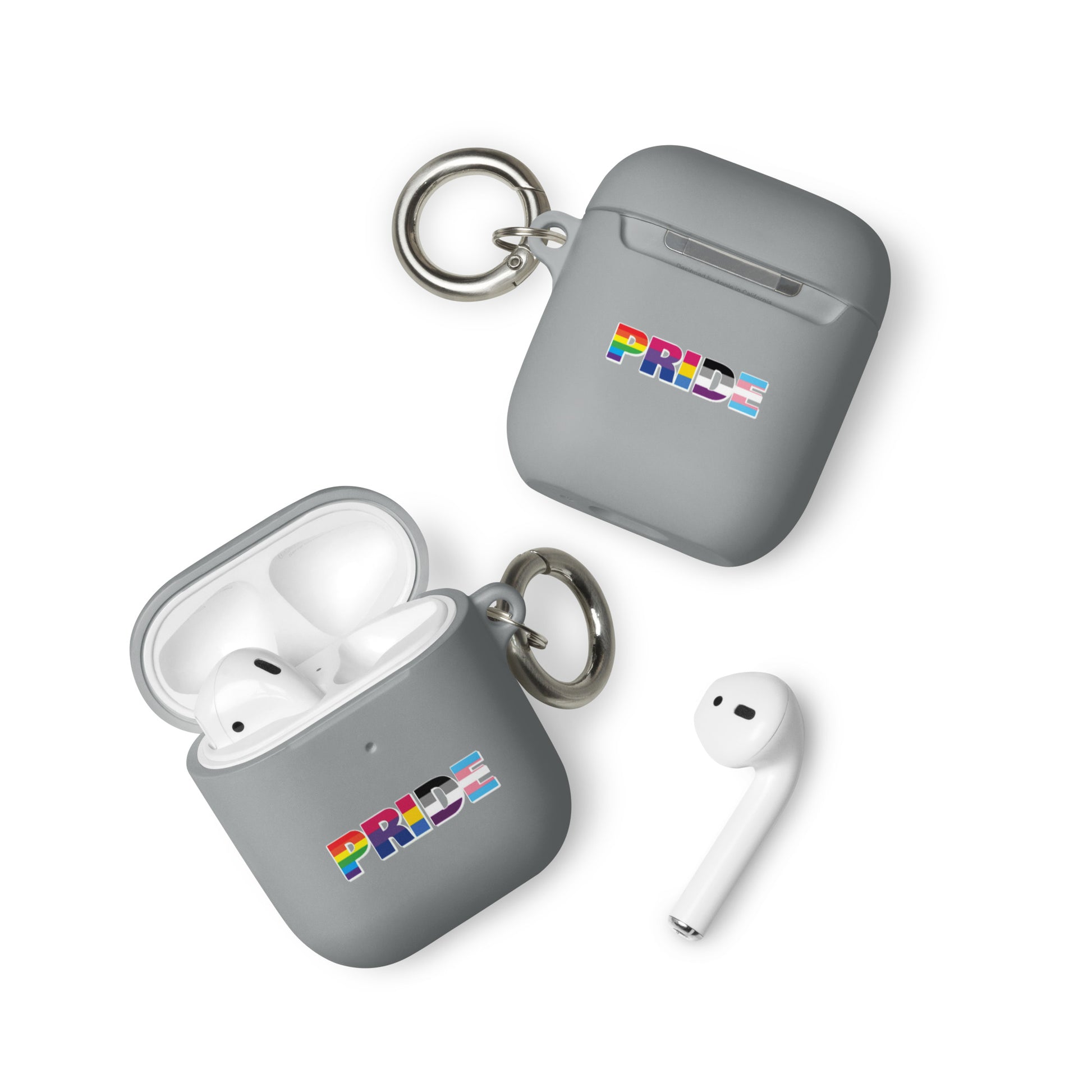 LGBTQ Pride Flag Rubber Case for Apple AirPods - Pride with Flags Grey AirPods Pride rubber-case-for-airpods-grey-airpods-front-64add193b92ac