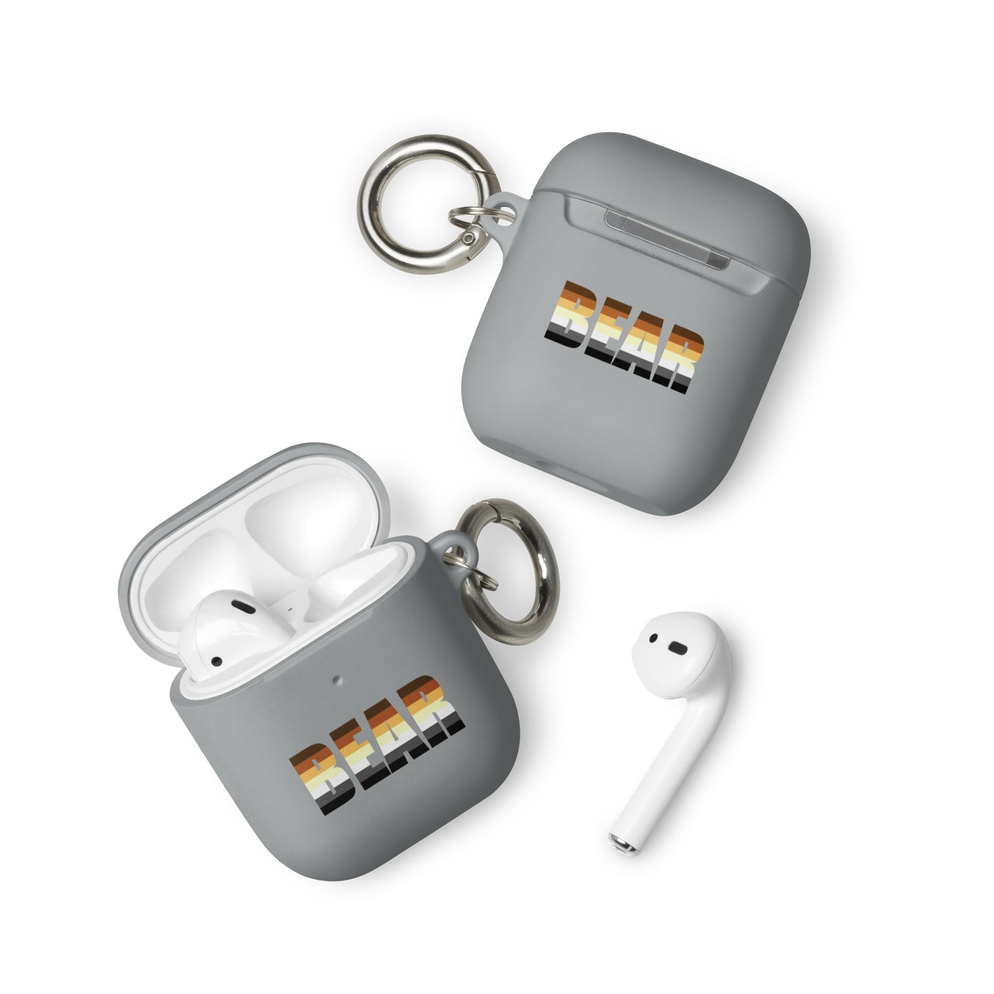 Gay Bear Pride Rubber Case for Apple AirPods Grey AirPods Gay rubber-case-for-airpods-grey-airpods-front-64add1f540819