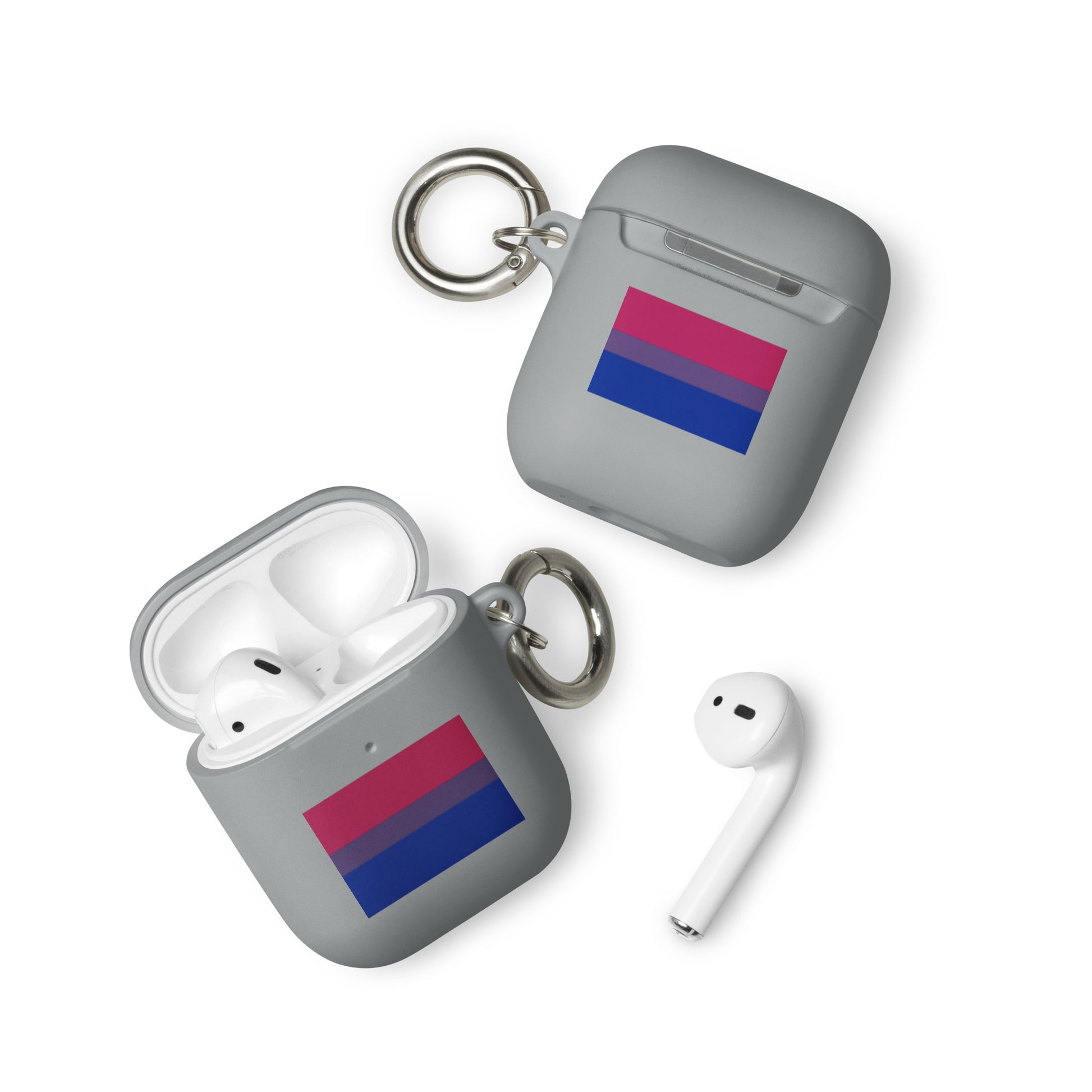 Bisexual Bi Pride Rubber Case for Apple AirPods Grey AirPods Bisexual rubber-case-for-airpods-grey-airpods-front-64add6dad207e