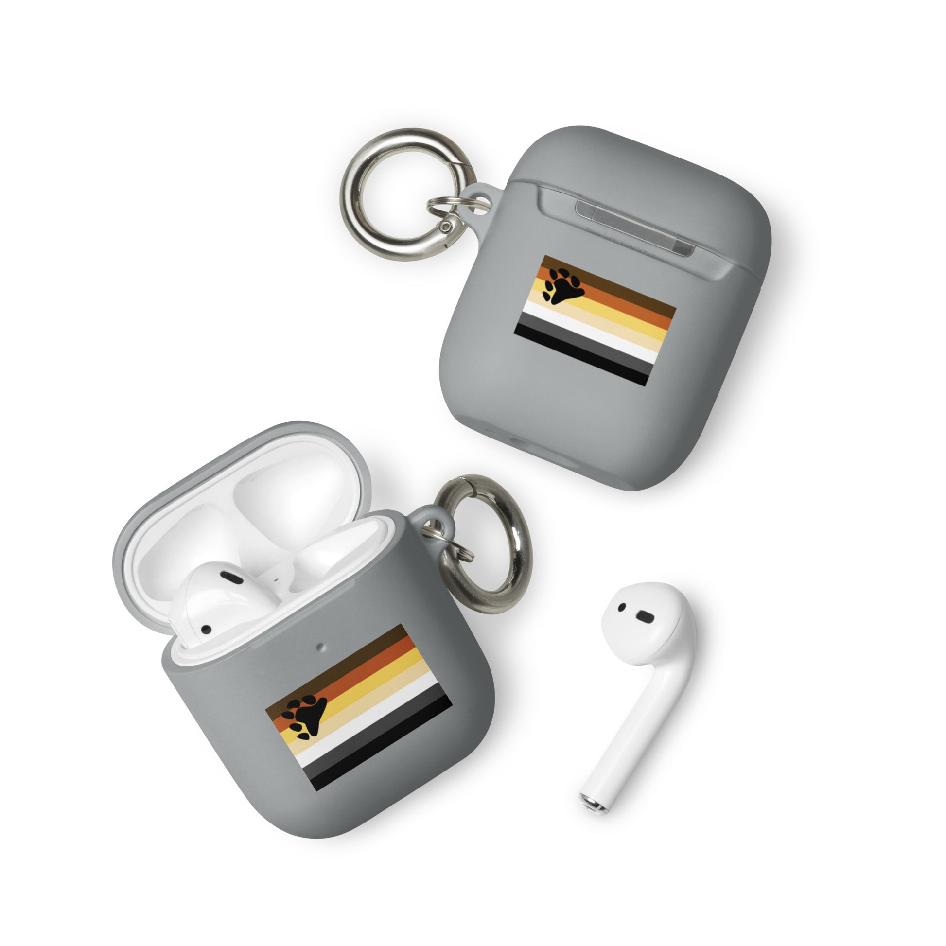 Gay Bear Pride Flag Rubber Case for Apple AirPods Grey AirPods Gay rubber-case-for-airpods-grey-airpods-front-64ade7187b792