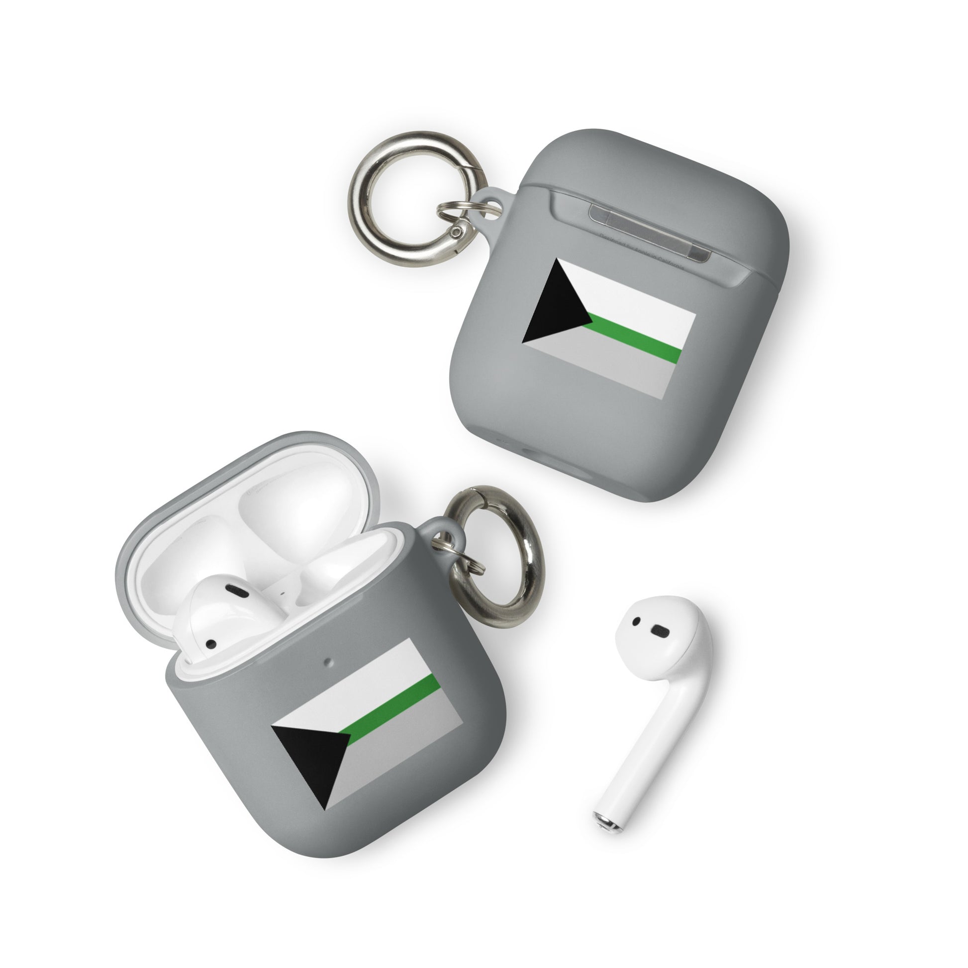 Demiromantic Pride Flag Rubber Case for Apple AirPods Grey AirPods Demiromantic rubber-case-for-airpods-grey-airpods-front-64ade76e39e98