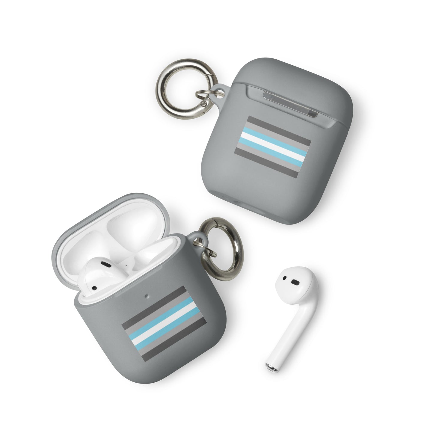 Demiboy Pride Flag Rubber Case for Apple AirPods Grey AirPods Demiboy rubber-case-for-airpods-grey-airpods-front-64ade79831191