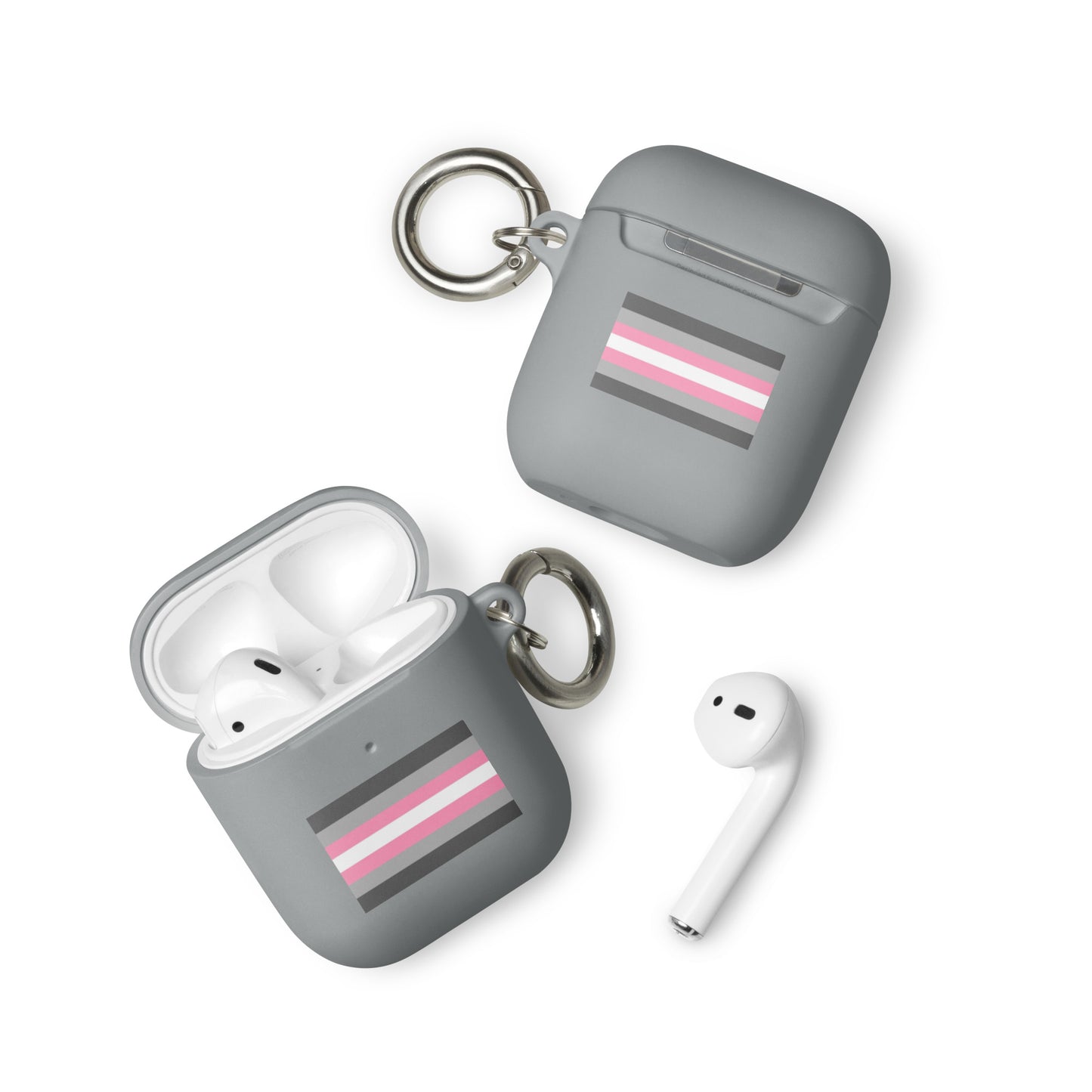 Demigirl Pride Flag Rubber Case for Apple AirPods Grey AirPods Demigirl rubber-case-for-airpods-grey-airpods-front-64ade7c9a1110