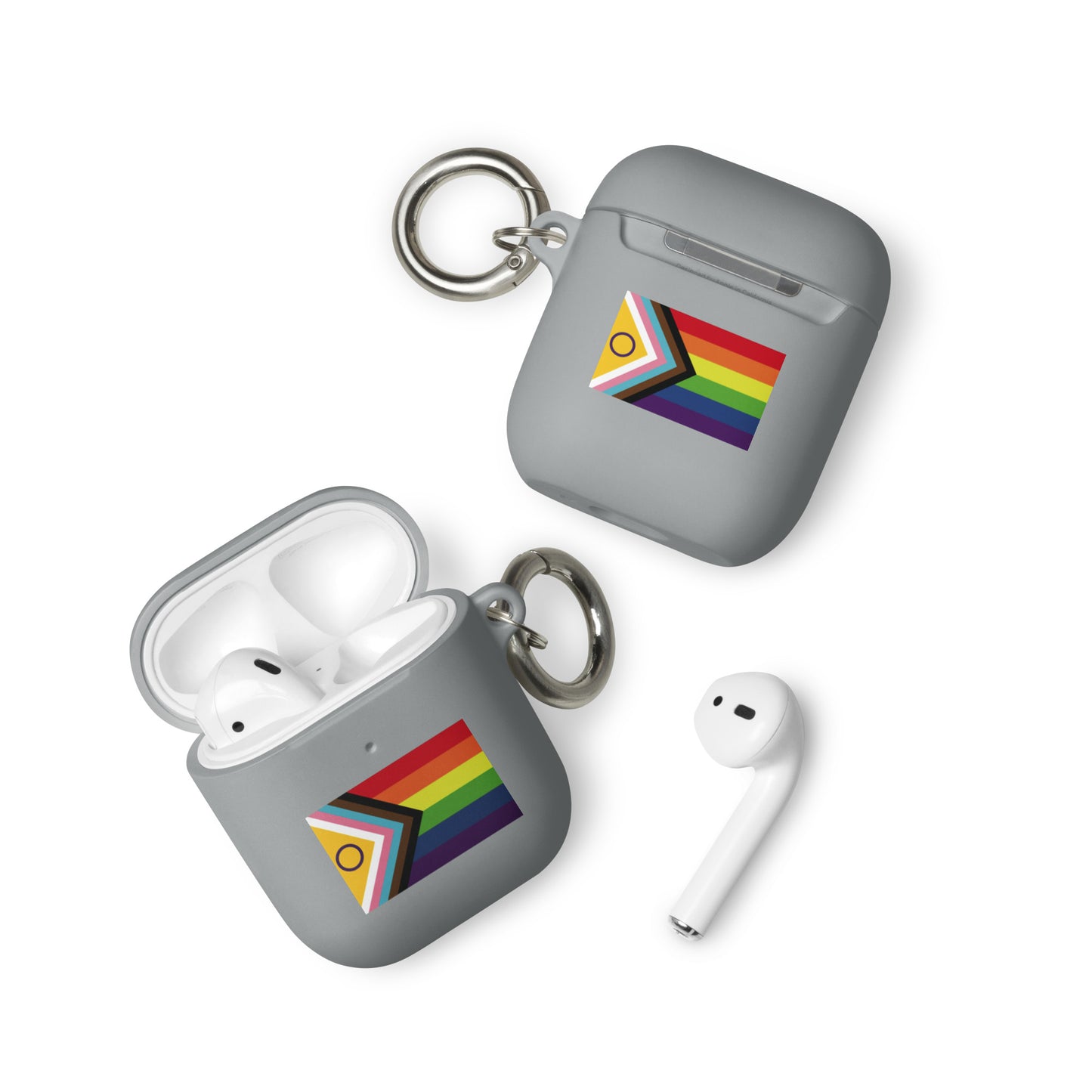 LGBTQ Pride Rubber Case for Apple AirPods® - Intersex Progress Flag Grey AirPods Pride rubber-case-for-airpods-grey-airpods-front-64ade9631323e