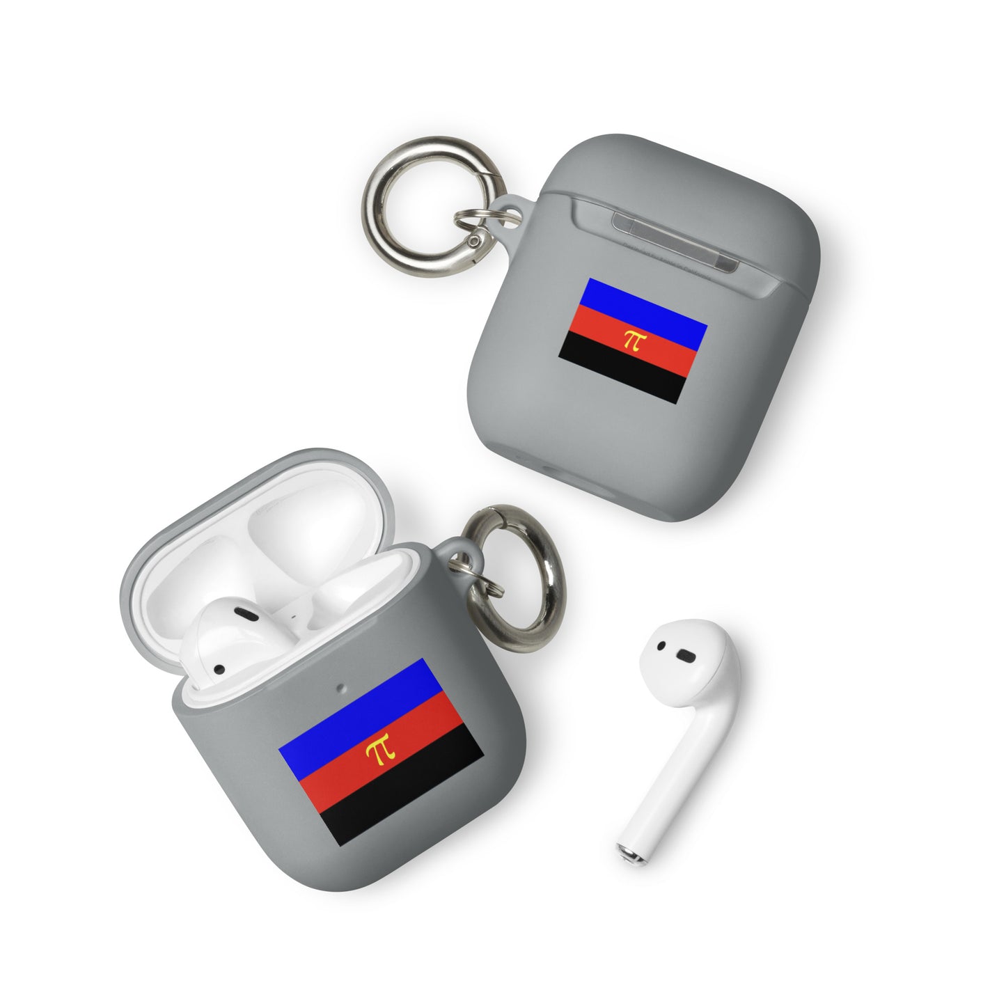 Polyamorous Polyamory Pride Flag Rubber Case for Apple AirPods Grey AirPods Polyamorous rubber-case-for-airpods-grey-airpods-front-64adeb0278c5a