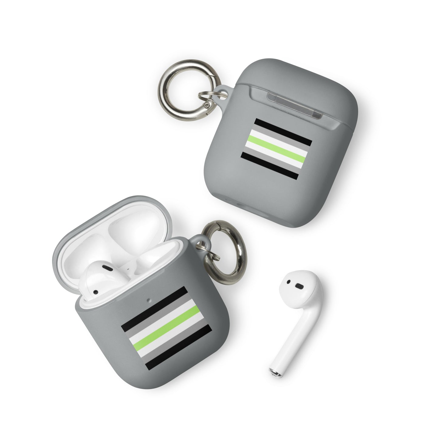 Agender Pride Case for Apple AirPods and Pro Grey AirPods Agender rubber-case-for-airpods-grey-airpods-front-64adeba43b447