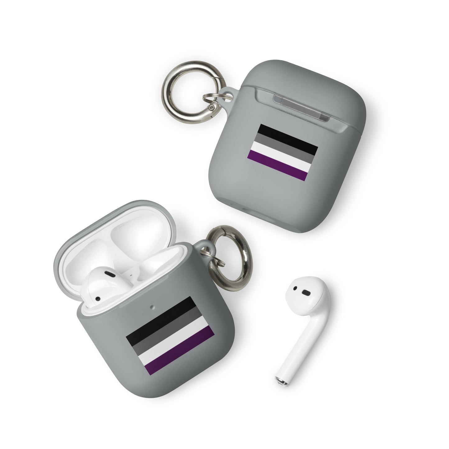 Asexual Ace Pride Flag Rubber Case for Apple AirPods Grey AirPods Asexual rubber-case-for-airpods-grey-airpods-front-64adebda3fedb