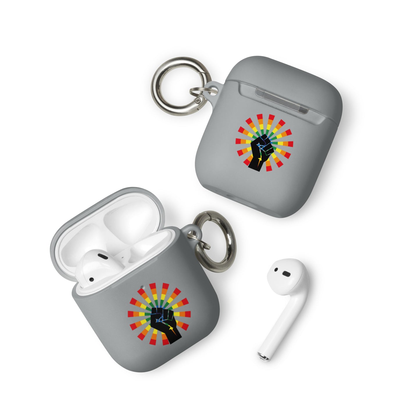 LGBTQ Pride Rubber Case for Apple AirPods - Resist Grey AirPods Pride rubber-case-for-airpods-grey-airpods-front-64adec0b365d6