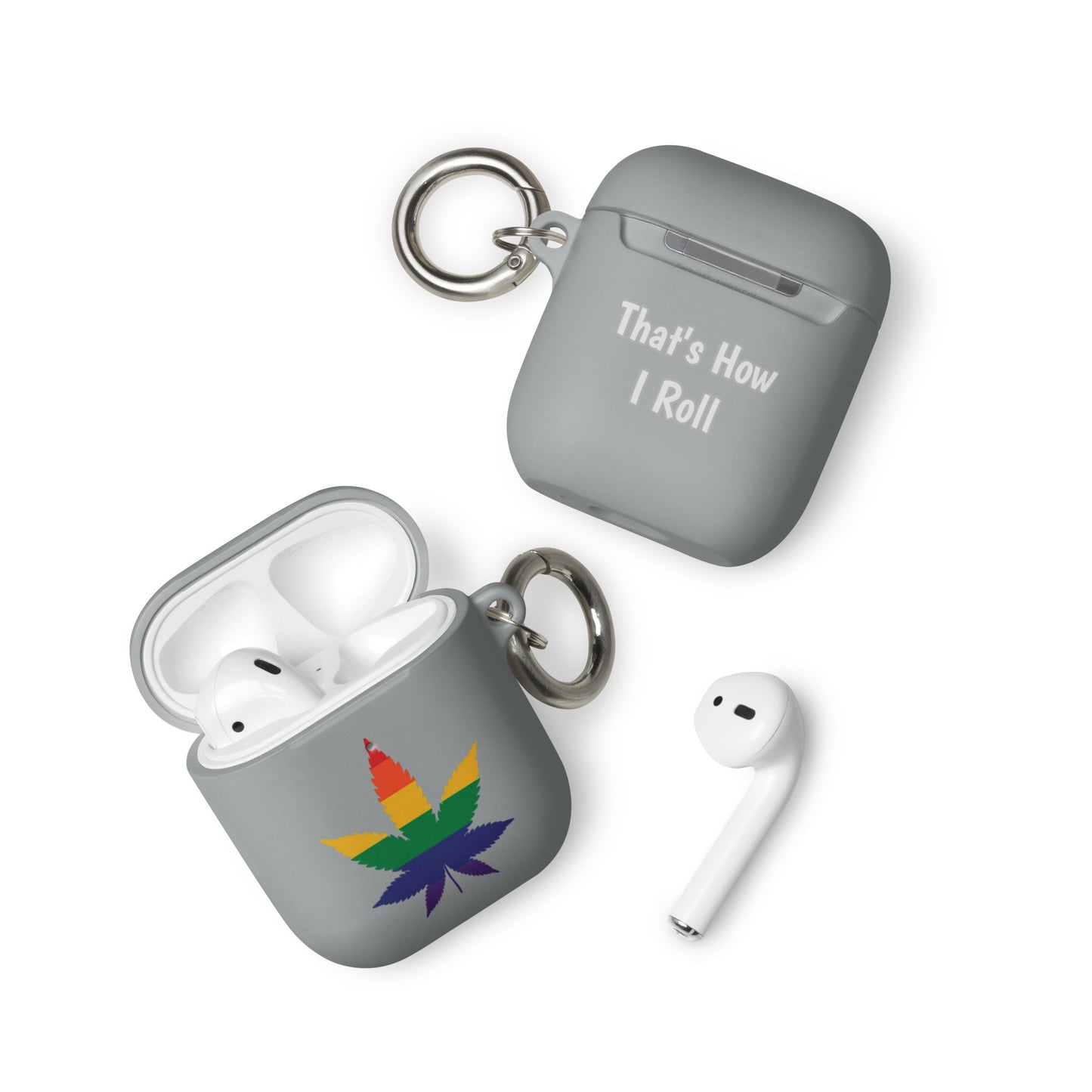 LGBTQ Pride Case for Apple AirPods - Weed Grey AirPods Pride rubber-case-for-airpods-grey-airpods-front-64ae04a057532