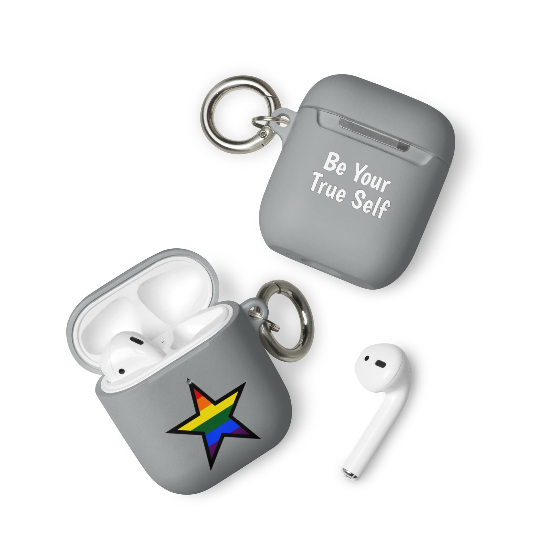 LGBTQ Pride Rubber Case for Apple AirPods - Star Grey AirPods Pride rubber-case-for-airpods-grey-airpods-front-64ae050c555dd