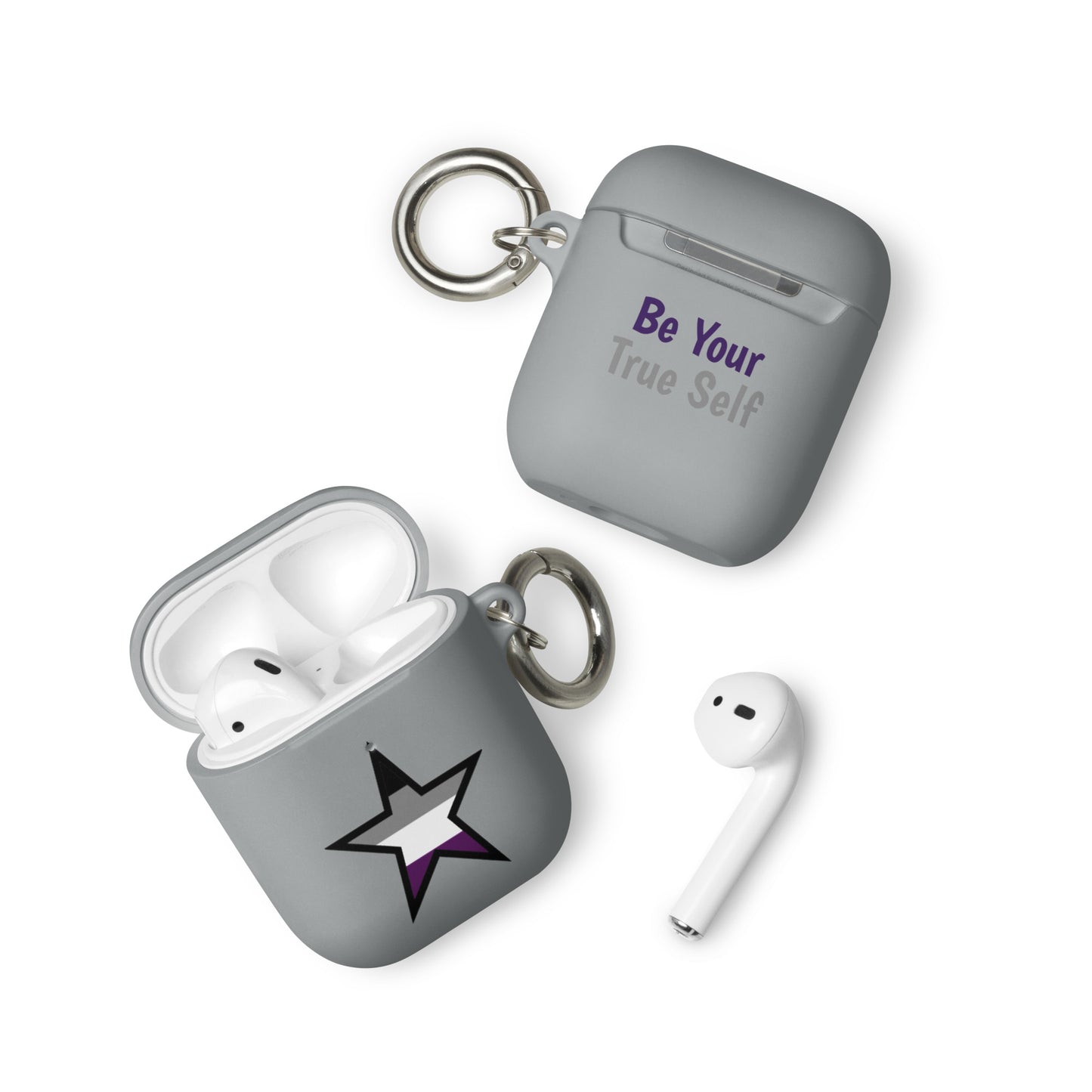 Asexual Ace Pride Rubber Case for Apple AirPods Star Grey AirPods Asexual rubber-case-for-airpods-grey-airpods-front-64ae0583ae16c