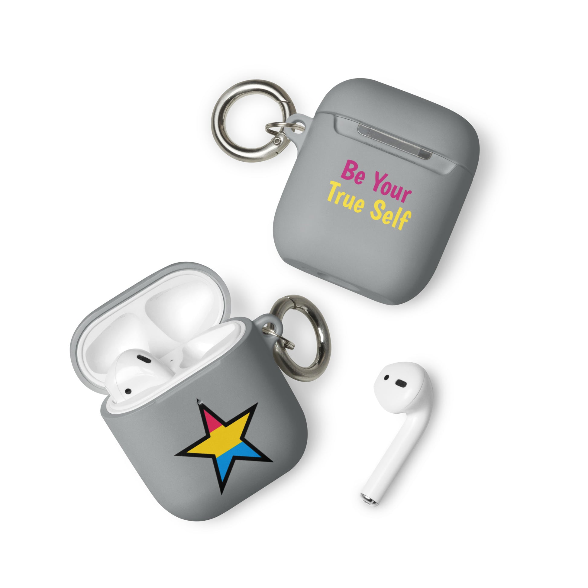 Pansexual Pan Pride Rubber Case for Apple AirPods - Star Grey AirPods Pansexual rubber-case-for-airpods-grey-airpods-front-64ae072e3e5be