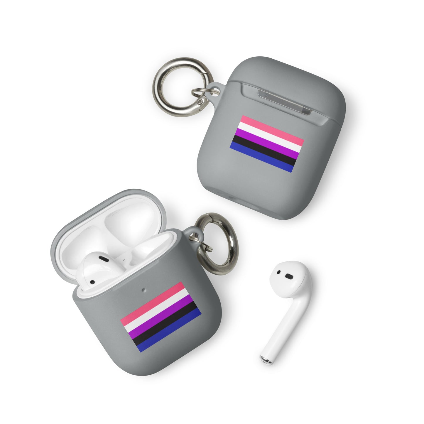 Genderfluid Pride Rubber Case for Apple AirPods Grey AirPods rubber-case-for-airpods-grey-airpods-front-64ae0d1d3a90e