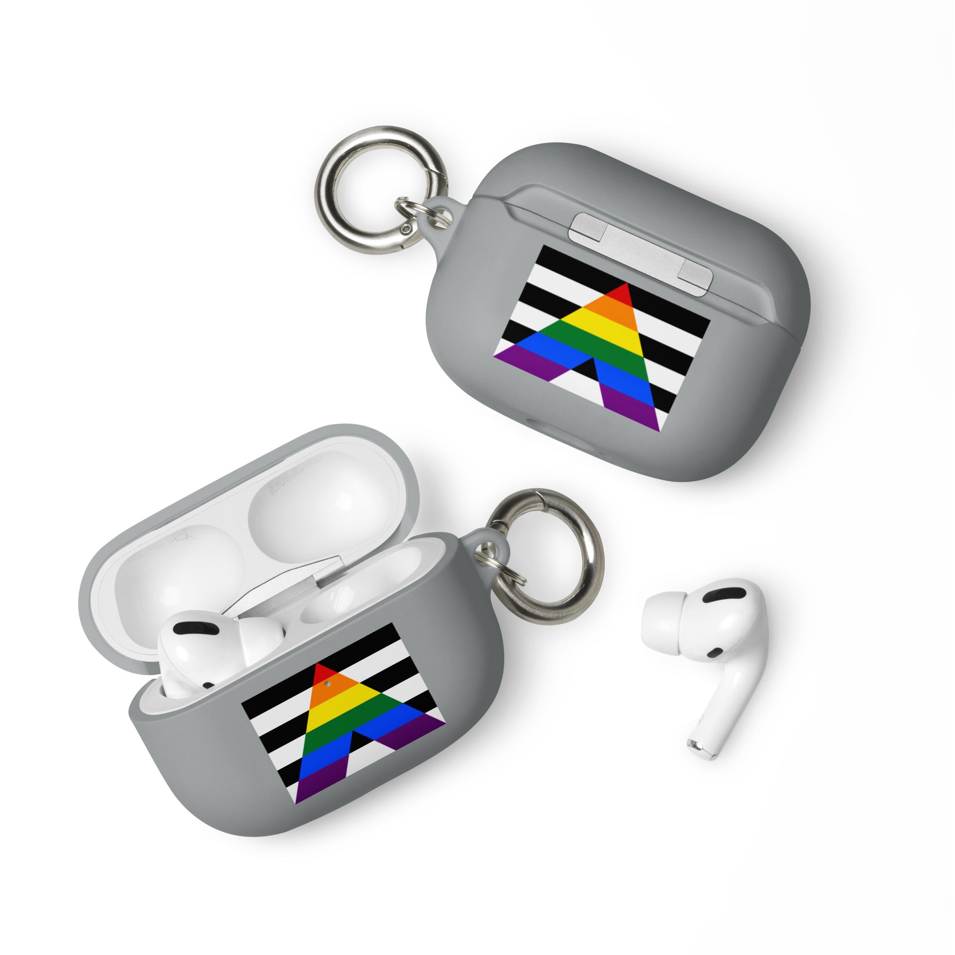 Straight Ally Pride Flag Rubber Case for Apple AirPods Grey AirPods Pro Straight Ally rubber-case-for-airpods-grey-airpods-pro-front-64adcb9a8bde0