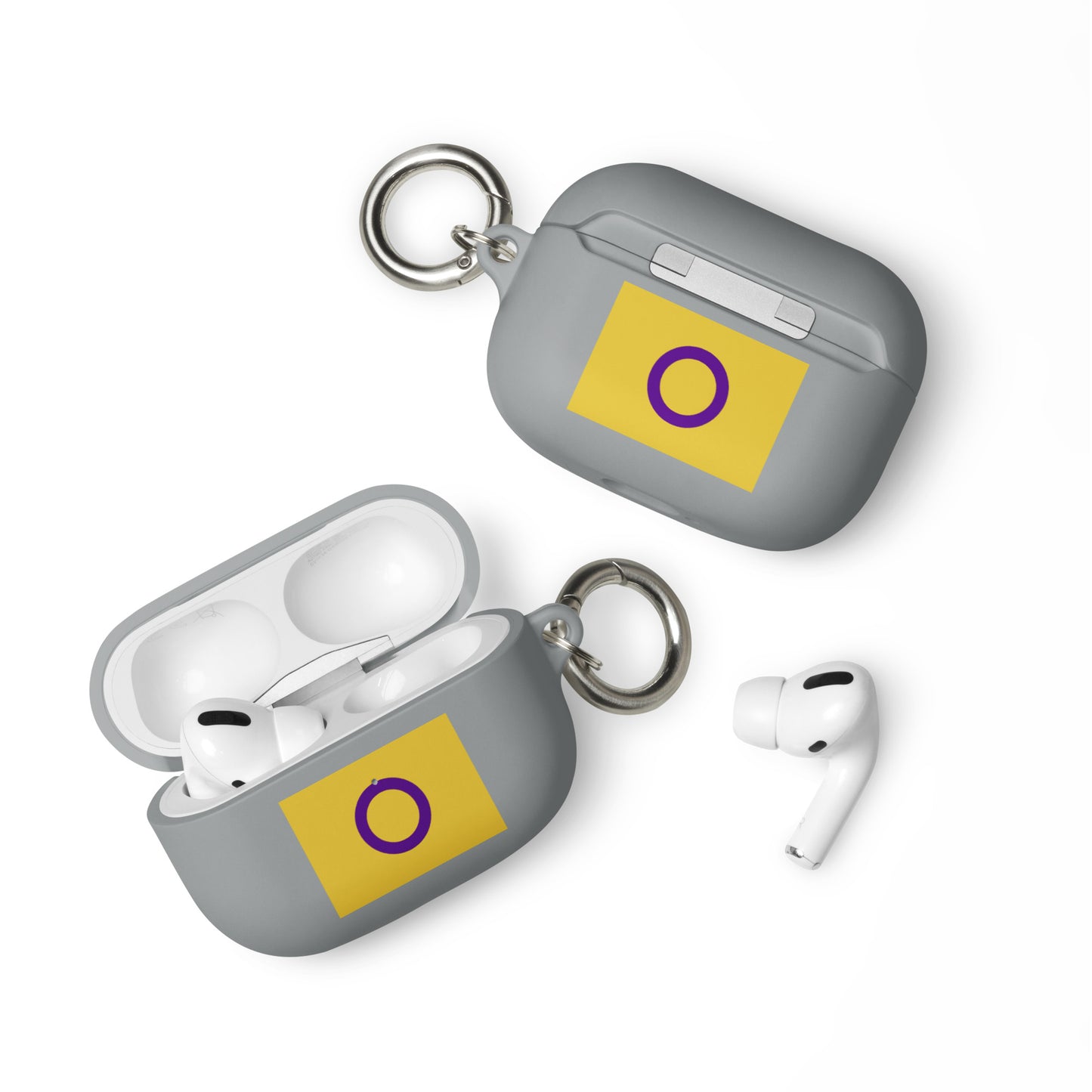 Intersex Pride Flag Rubber Case for Apple AirPods Grey AirPods Pro Intersex rubber-case-for-airpods-grey-airpods-pro-front-64adcc58b2c95