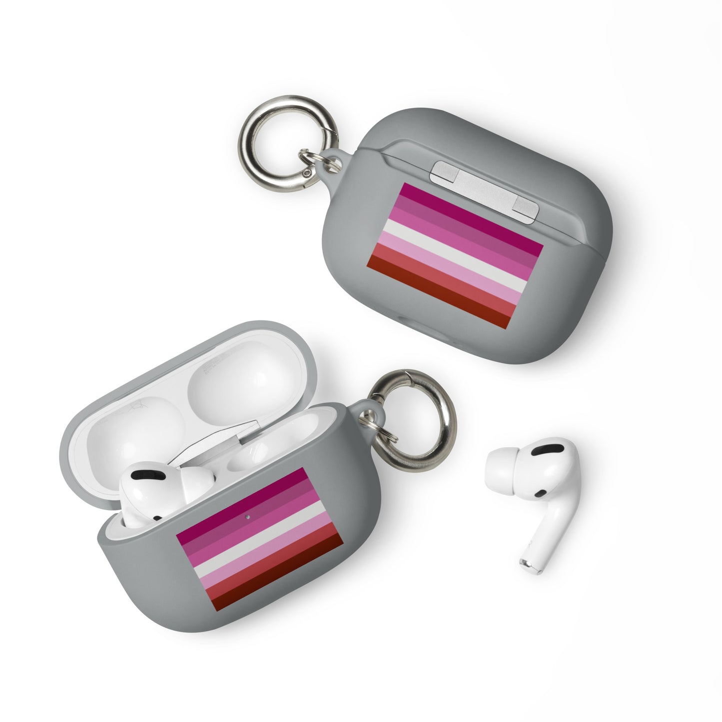 Lesbian Pride Flag Rubber Case for Apple AirPods Grey AirPods Pro Lesbian rubber-case-for-airpods-grey-airpods-pro-front-64adcdd085b73