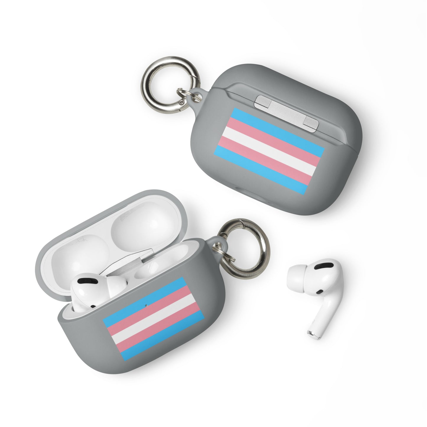 Transgender Trans Pride Flag Case for Apple AirPods Grey AirPods Pro Transgender rubber-case-for-airpods-grey-airpods-pro-front-64adce046d8b4