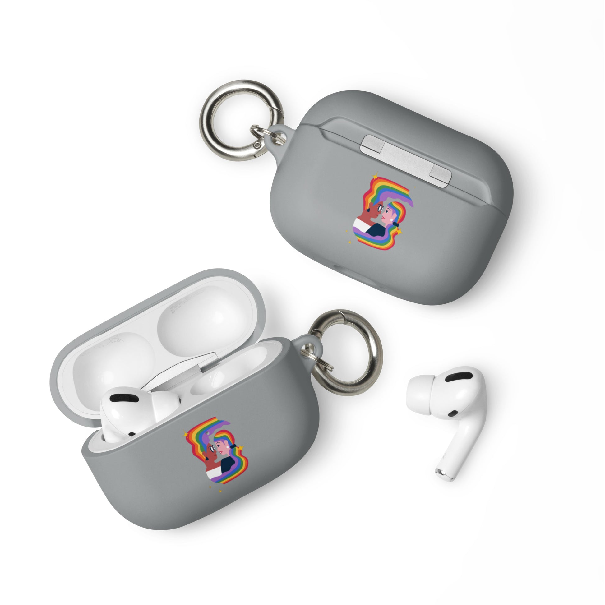 Lesbian Pride Rubber Case for Apple AirPods - Embrace Grey AirPods Pro Lesbian rubber-case-for-airpods-grey-airpods-pro-front-64adceea2ab2e