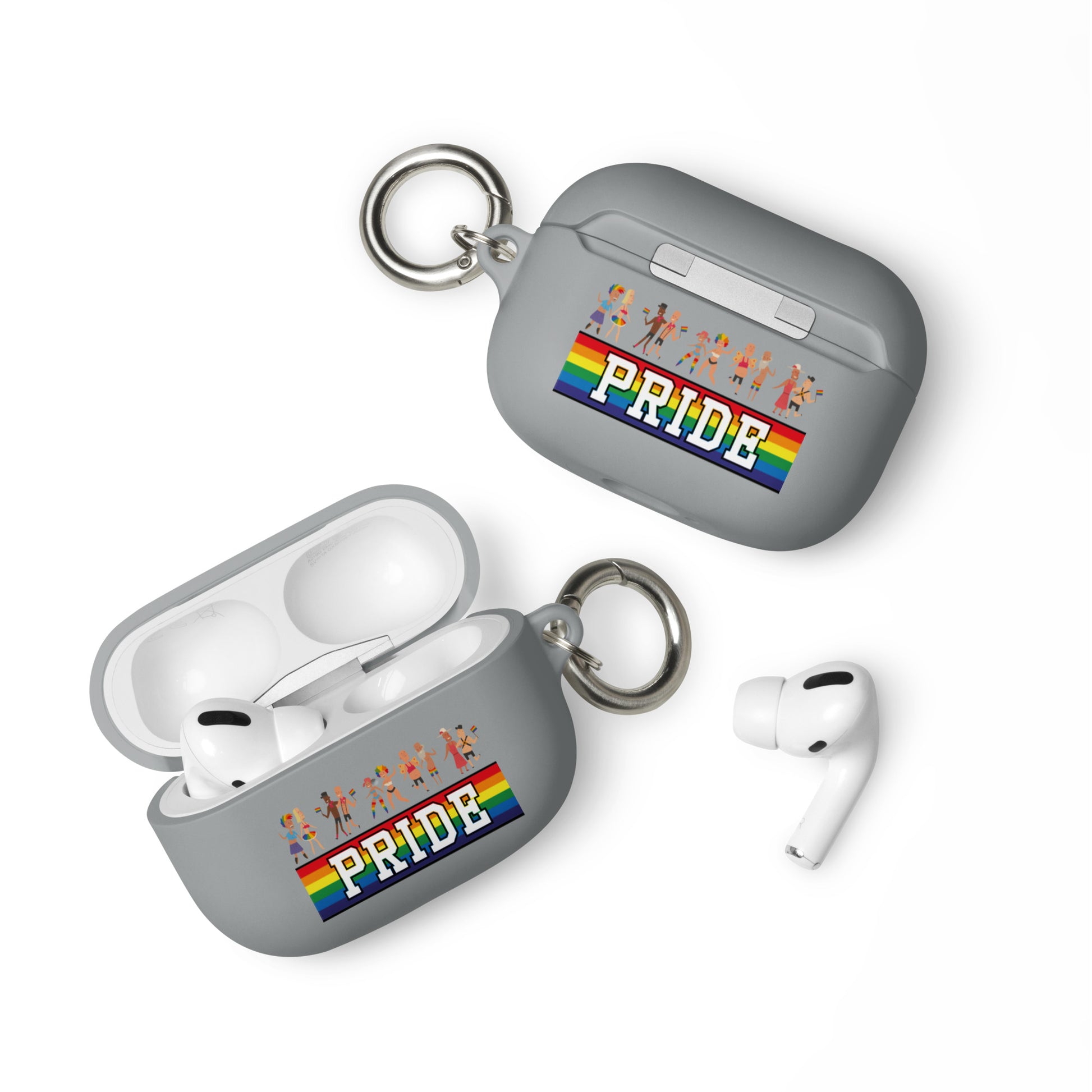 LGBTQ Pride Rubber Case for Apple AirPods - Pride Parade Grey AirPods Pro Pride rubber-case-for-airpods-grey-airpods-pro-front-64add0b8a2217