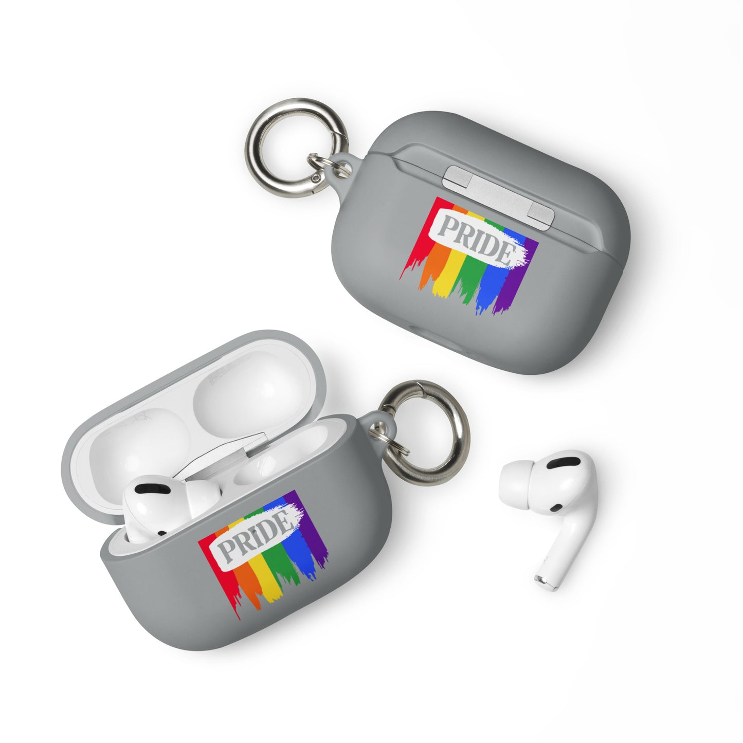 LGBTQ Pride Rubber Case for Apple AirPods - Pride Paint Grey AirPods Pro Pride rubber-case-for-airpods-grey-airpods-pro-front-64add0e4732b9