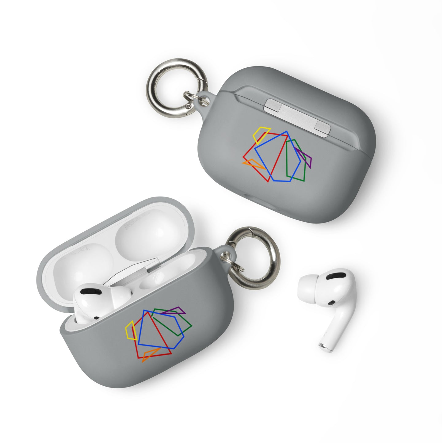 LGBTQ Pride Rubber Case for Apple AirPods - Geometric Lines Grey AirPods Pro Pride rubber-case-for-airpods-grey-airpods-pro-front-64add11c8146a