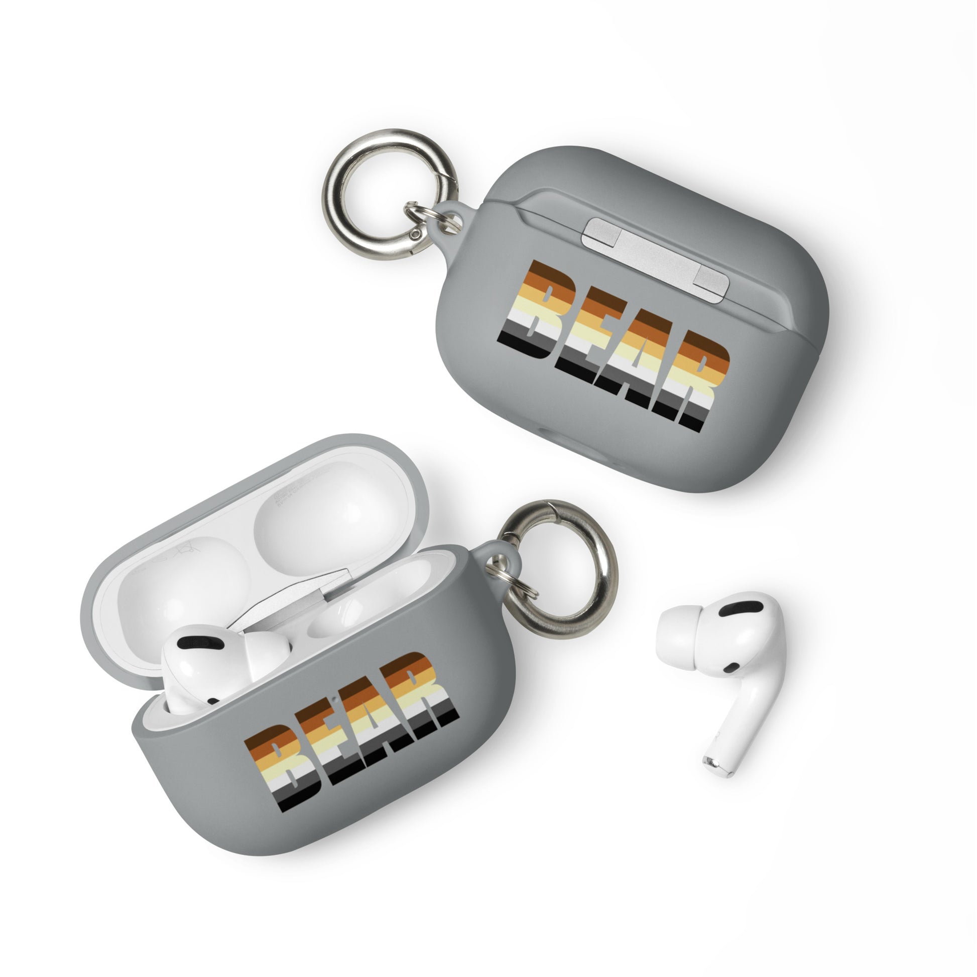 Gay Bear Pride Rubber Case for Apple AirPods Grey AirPods Pro Gay rubber-case-for-airpods-grey-airpods-pro-front-64add1f5408e7