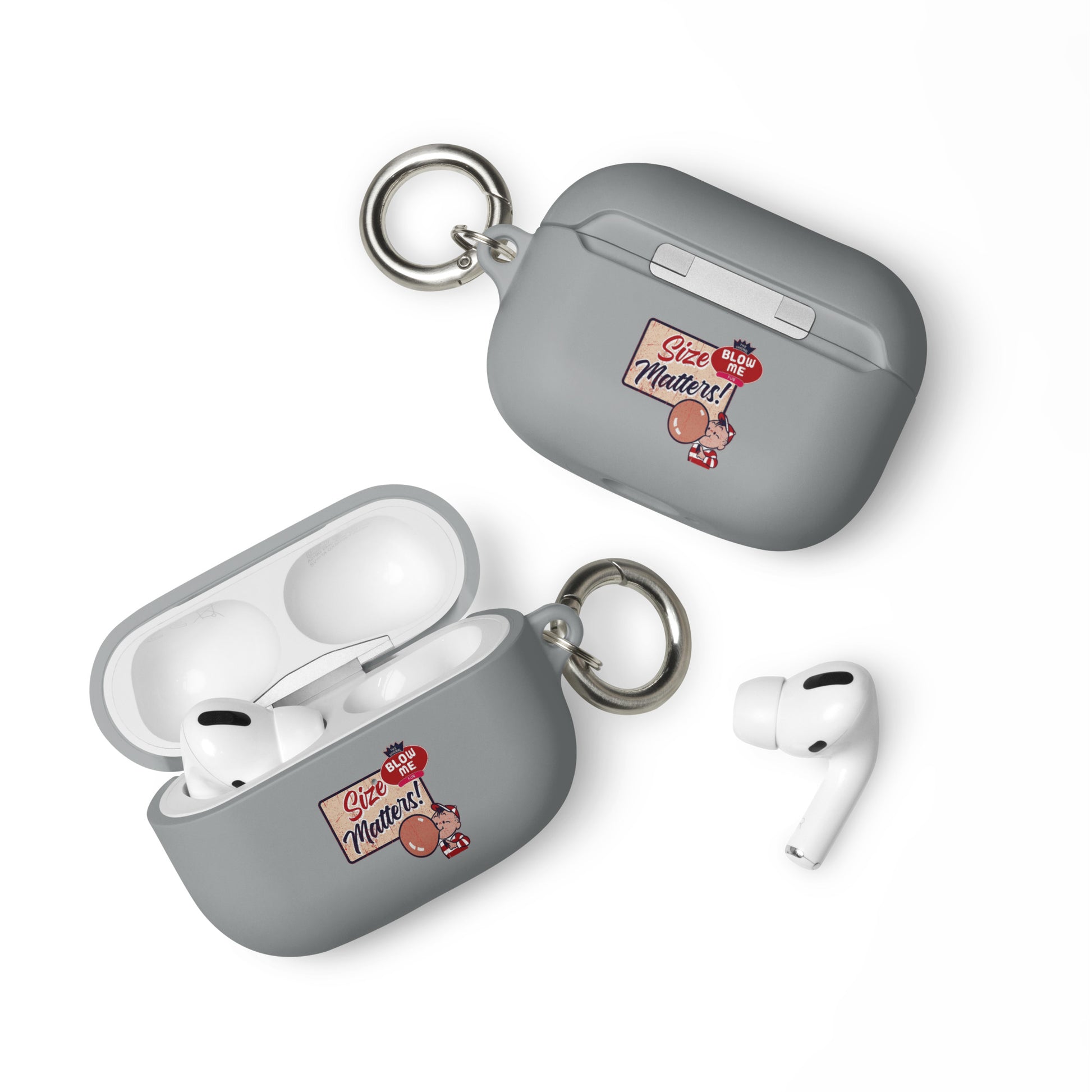 Rubber Case for Apple AirPods - Size Matters Grey AirPods Pro rubber-case-for-airpods-grey-airpods-pro-front-64add31794bd7