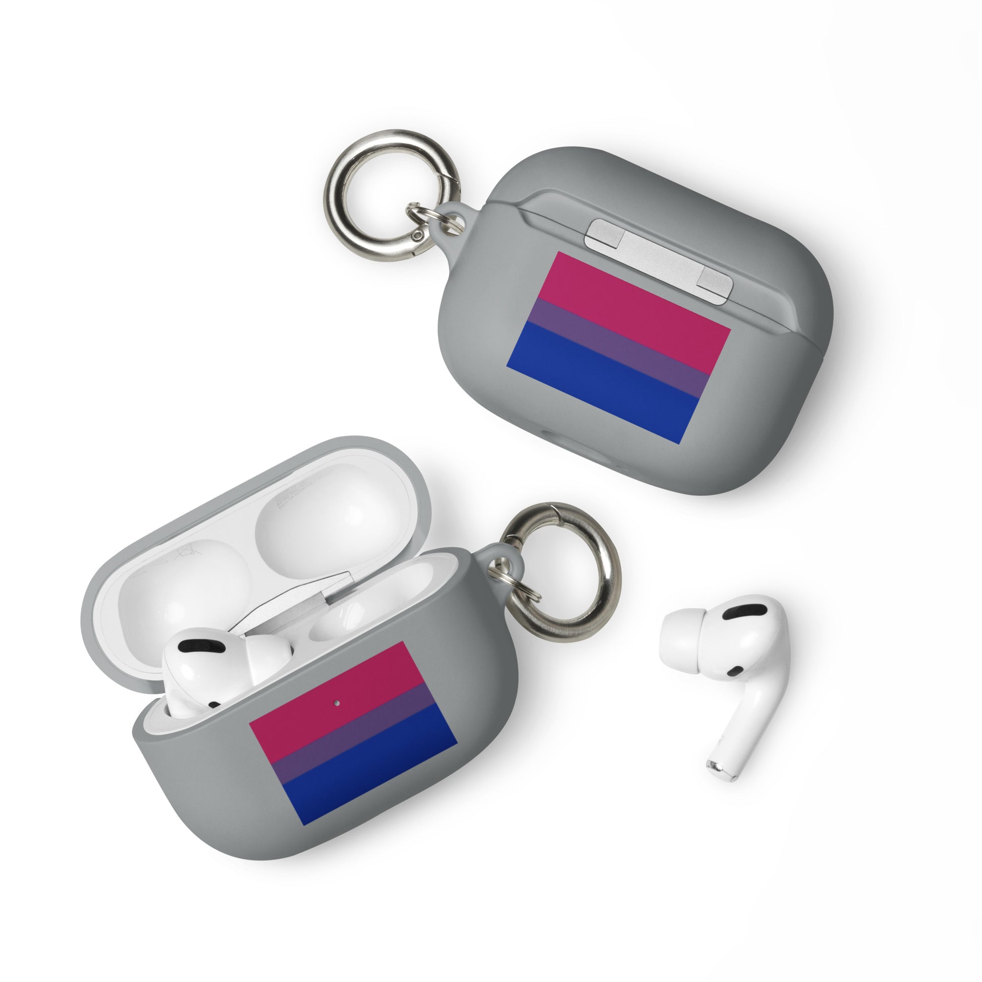 Bisexual Bi Pride Rubber Case for Apple AirPods Grey AirPods Pro Bisexual rubber-case-for-airpods-grey-airpods-pro-front-64add6dad2106