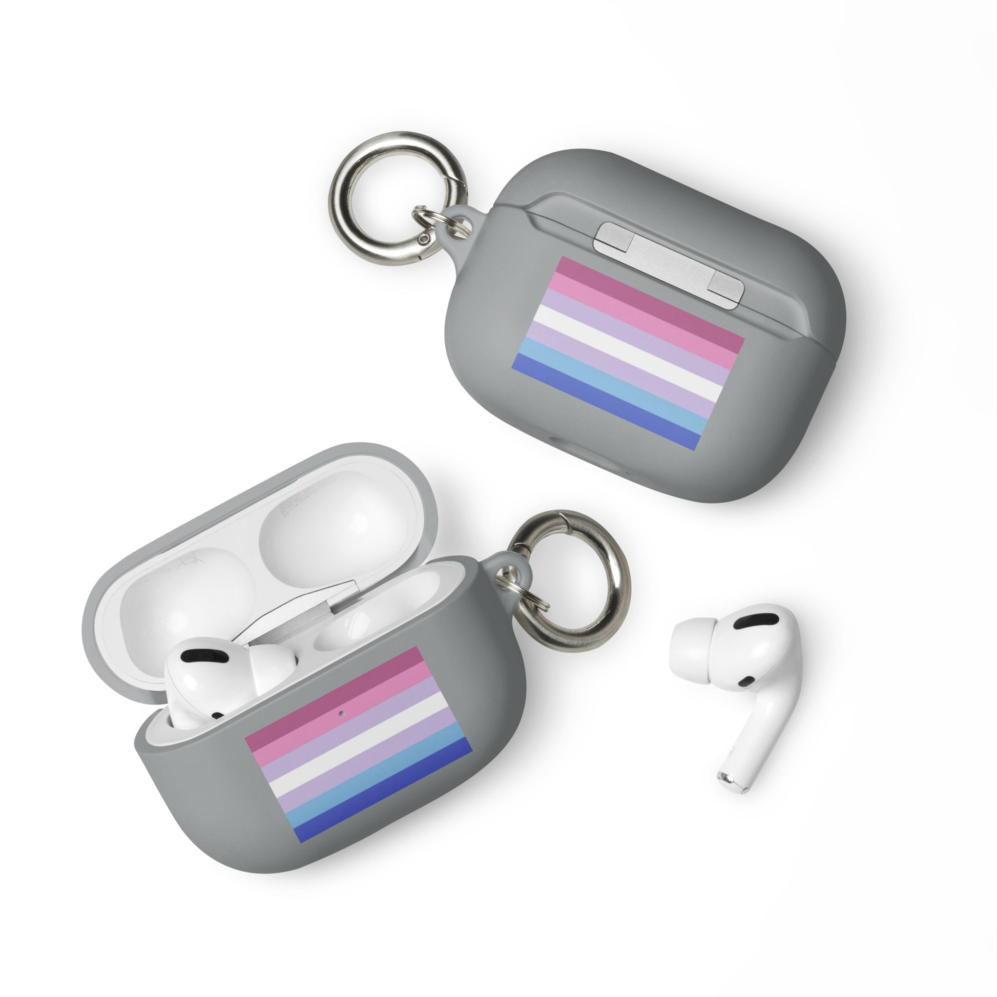 Bigender Pride Flag Rubber Case for Apple AirPods Grey AirPods Pro Bigender rubber-case-for-airpods-grey-airpods-pro-front-64ade745b460f