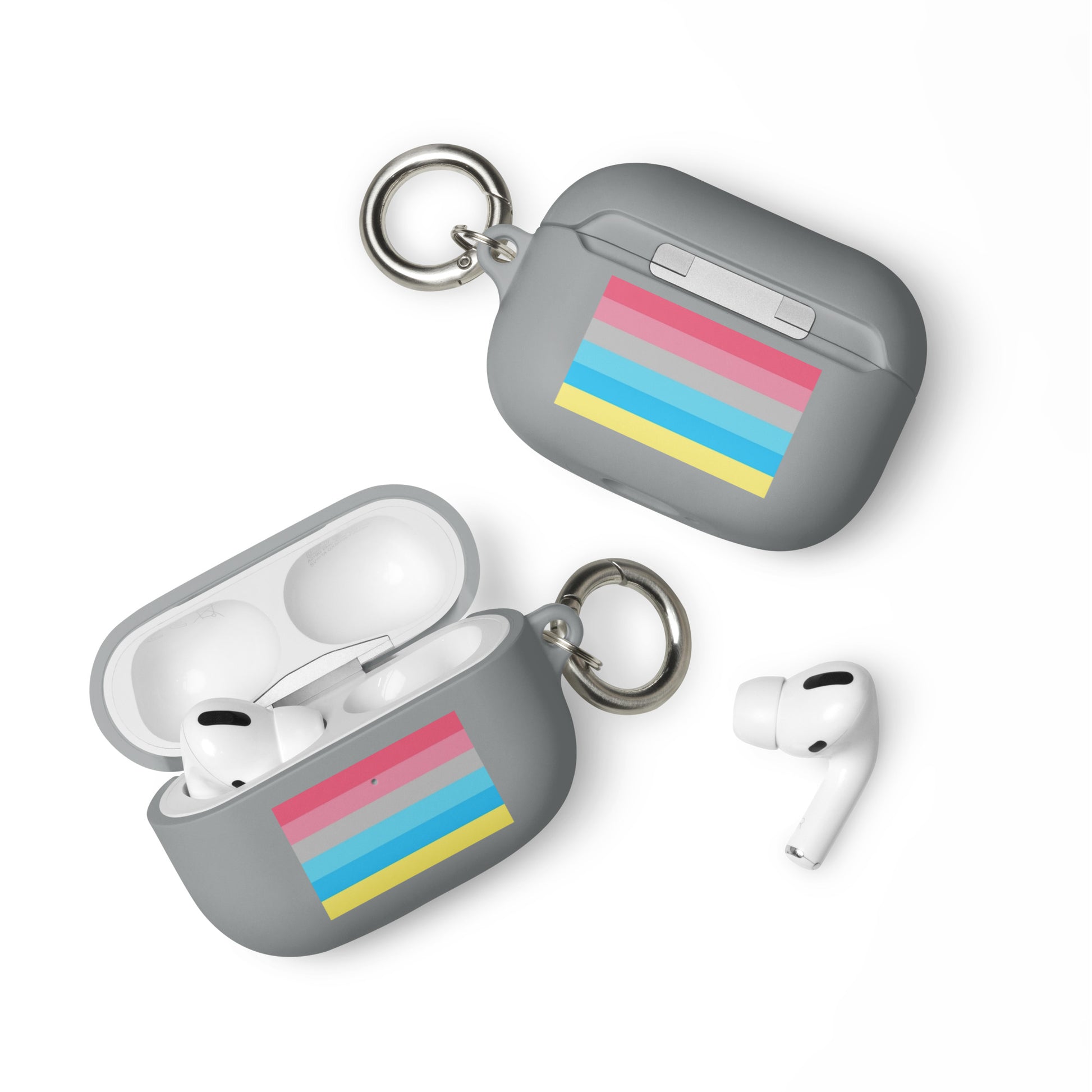 Genderflux Pride Rubber Case for Apple AirPods Grey AirPods Pro Genderflux rubber-case-for-airpods-grey-airpods-pro-front-64ade848121ba