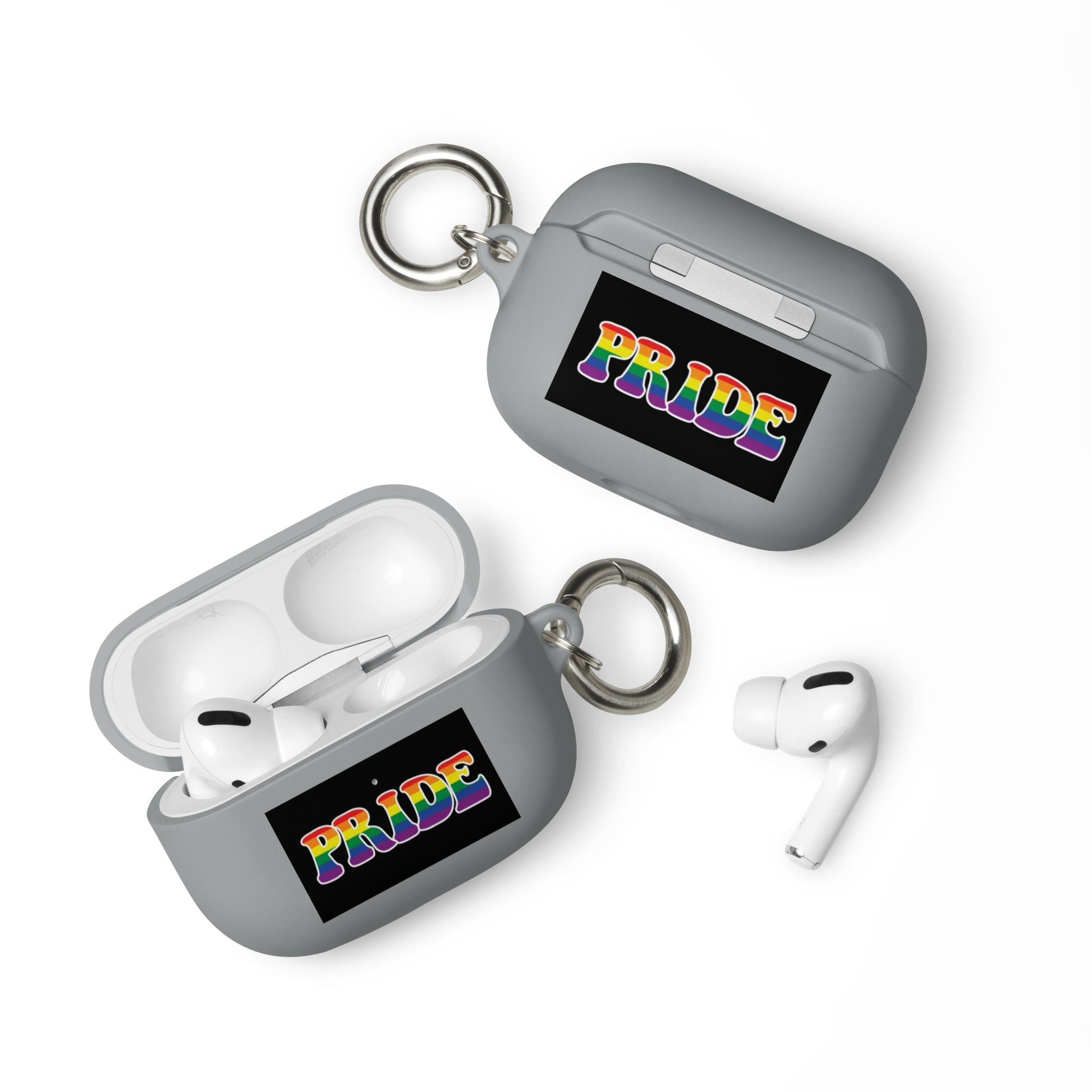 LGBTQ Pride Rubber Case for Apple AirPods - Pride Grey AirPods Pro Pride rubber-case-for-airpods-grey-airpods-pro-front-64adeb68e70a5