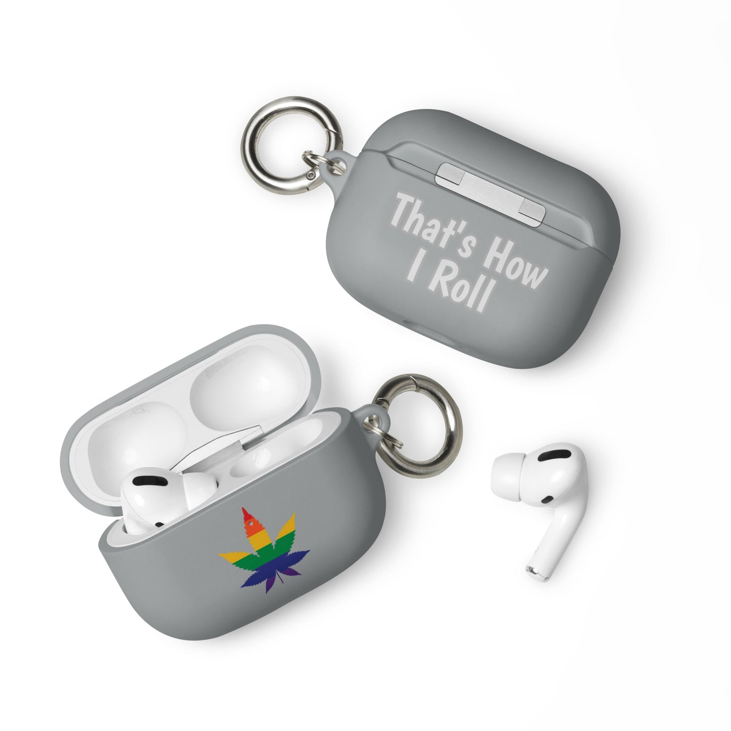 LGBTQ Pride Case for Apple AirPods - Weed Grey AirPods Pro Pride rubber-case-for-airpods-grey-airpods-pro-front-64ae04a0575d1