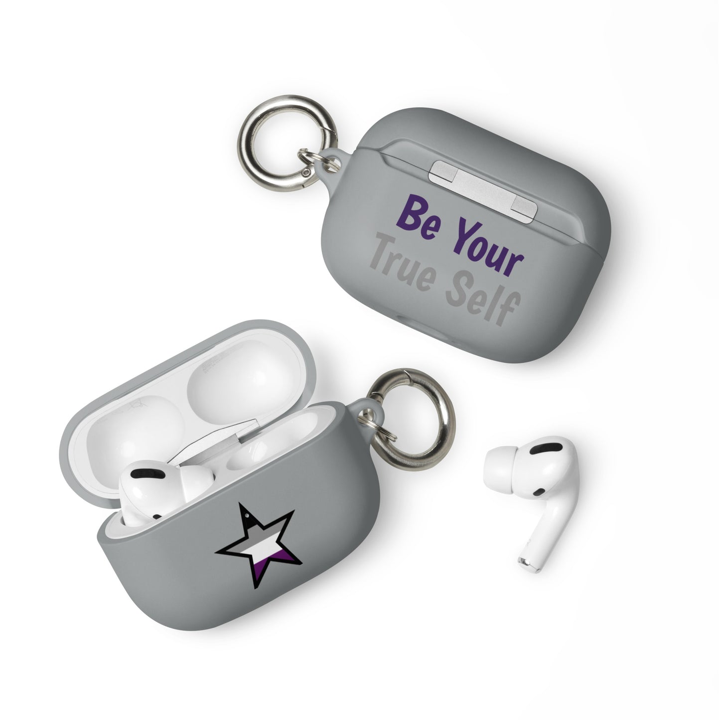 Asexual Ace Pride Rubber Case for Apple AirPods Star Grey AirPods Pro Asexual rubber-case-for-airpods-grey-airpods-pro-front-64ae0583ae232