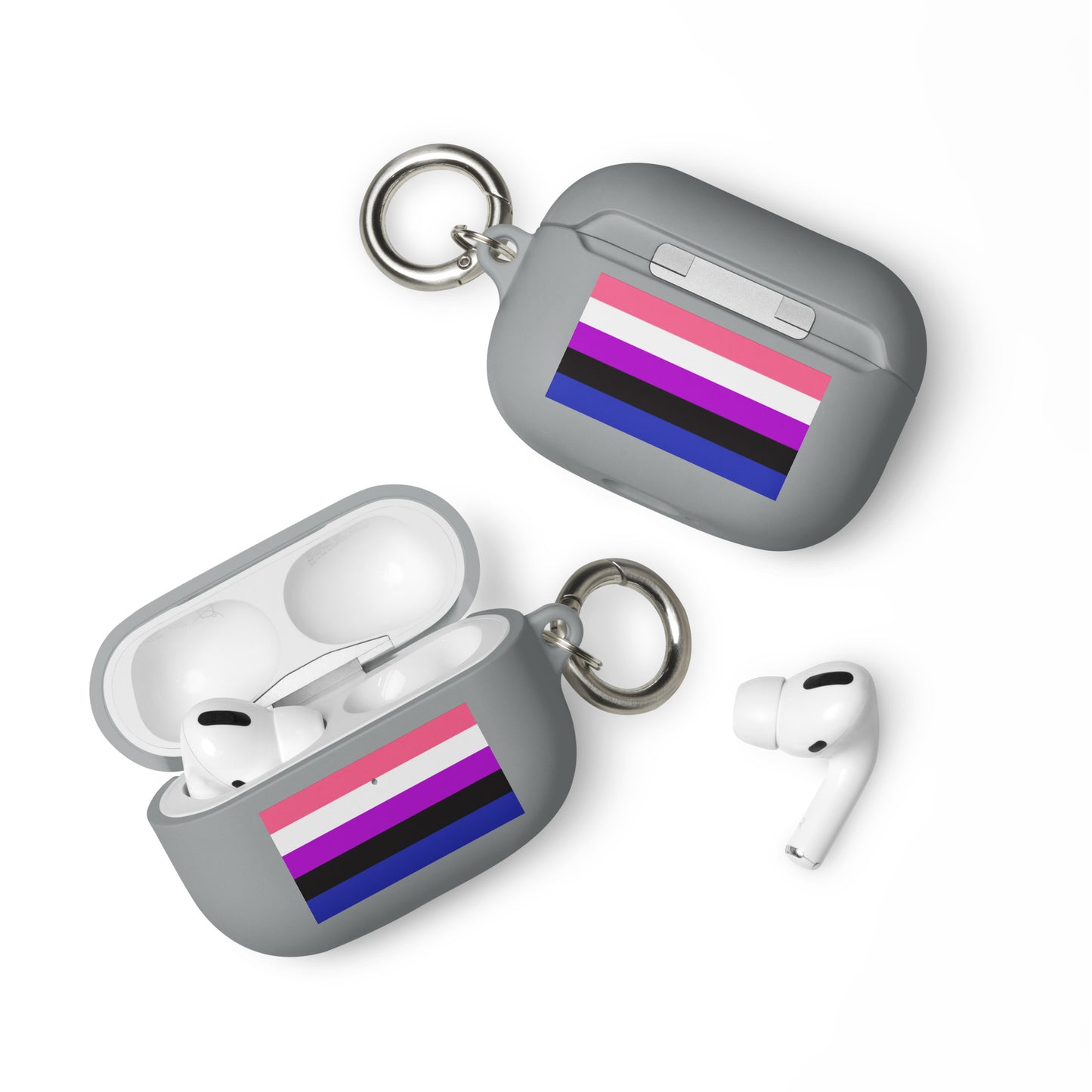 Genderfluid Pride Rubber Case for Apple AirPods Grey AirPods Pro rubber-case-for-airpods-grey-airpods-pro-front-64ae0d1d3a9ef